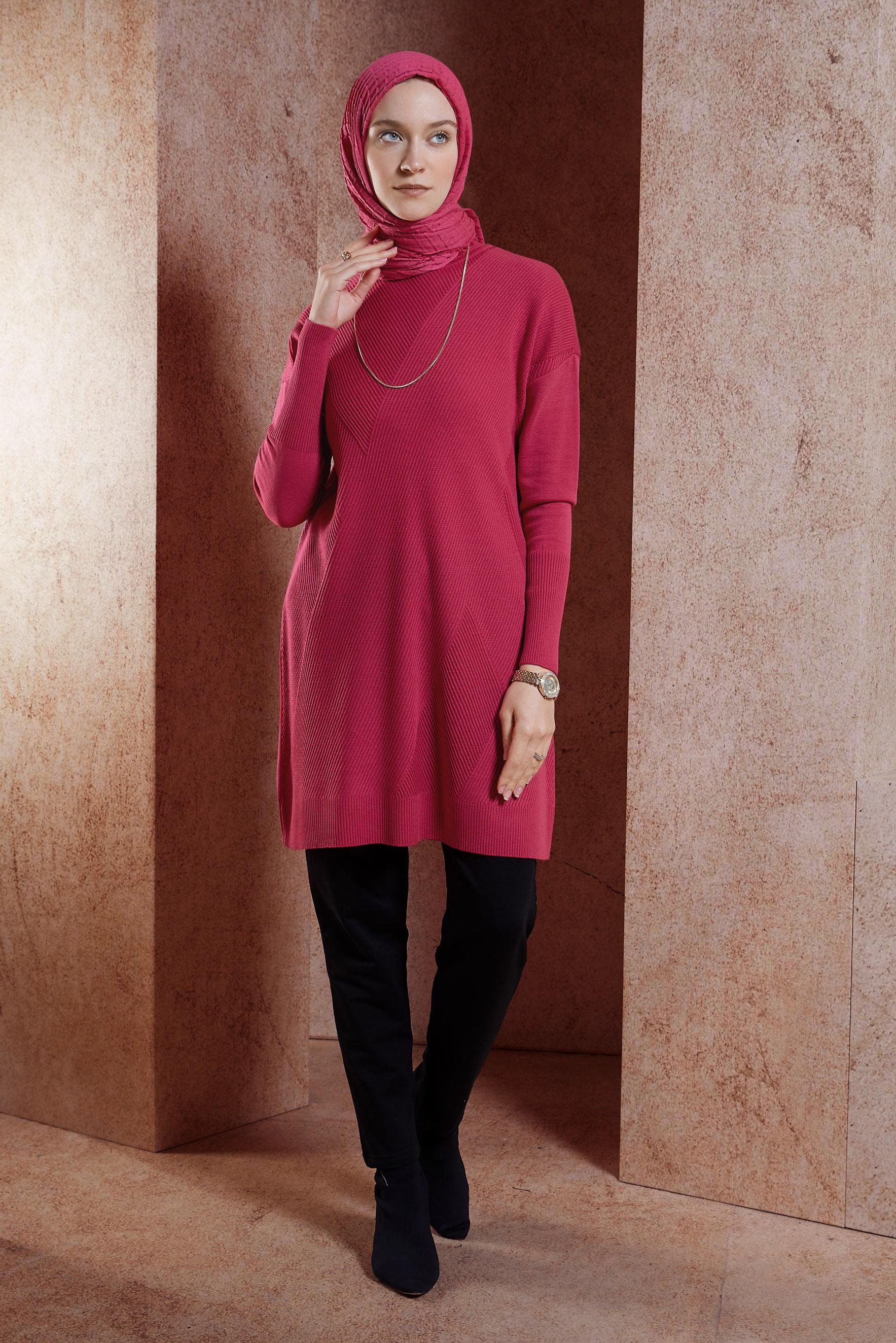 Vêtements hijab FUCHSIA TUNIQUE EN TRICOT 44927