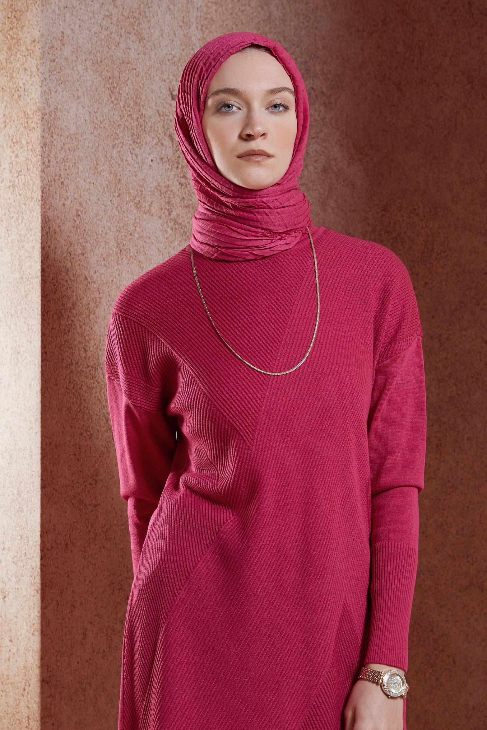Vêtements hijab FUCHSIA TUNIQUE EN TRICOT 44927