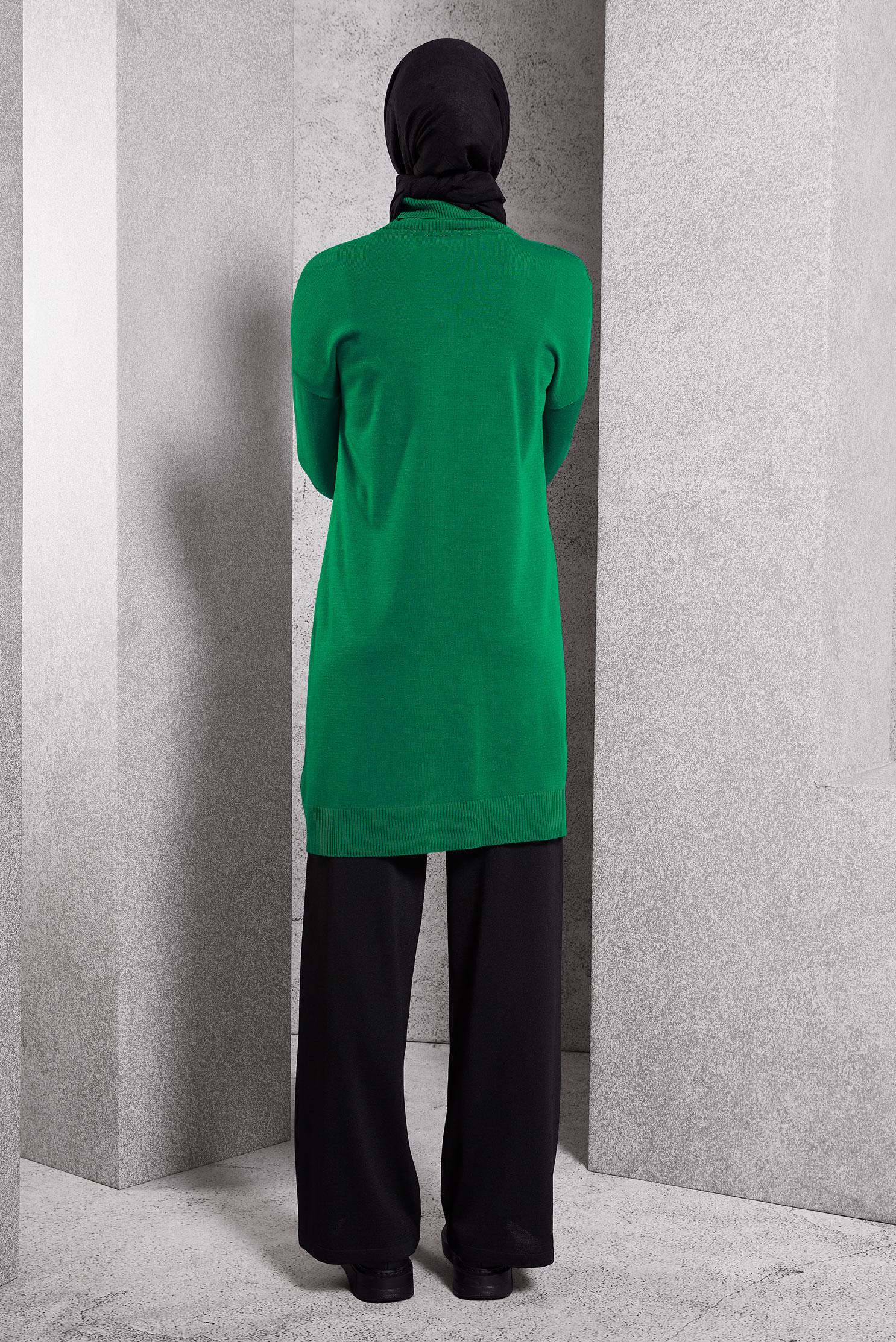 Tesettür giyim YEŞİL TRİKO TUNİK 44927