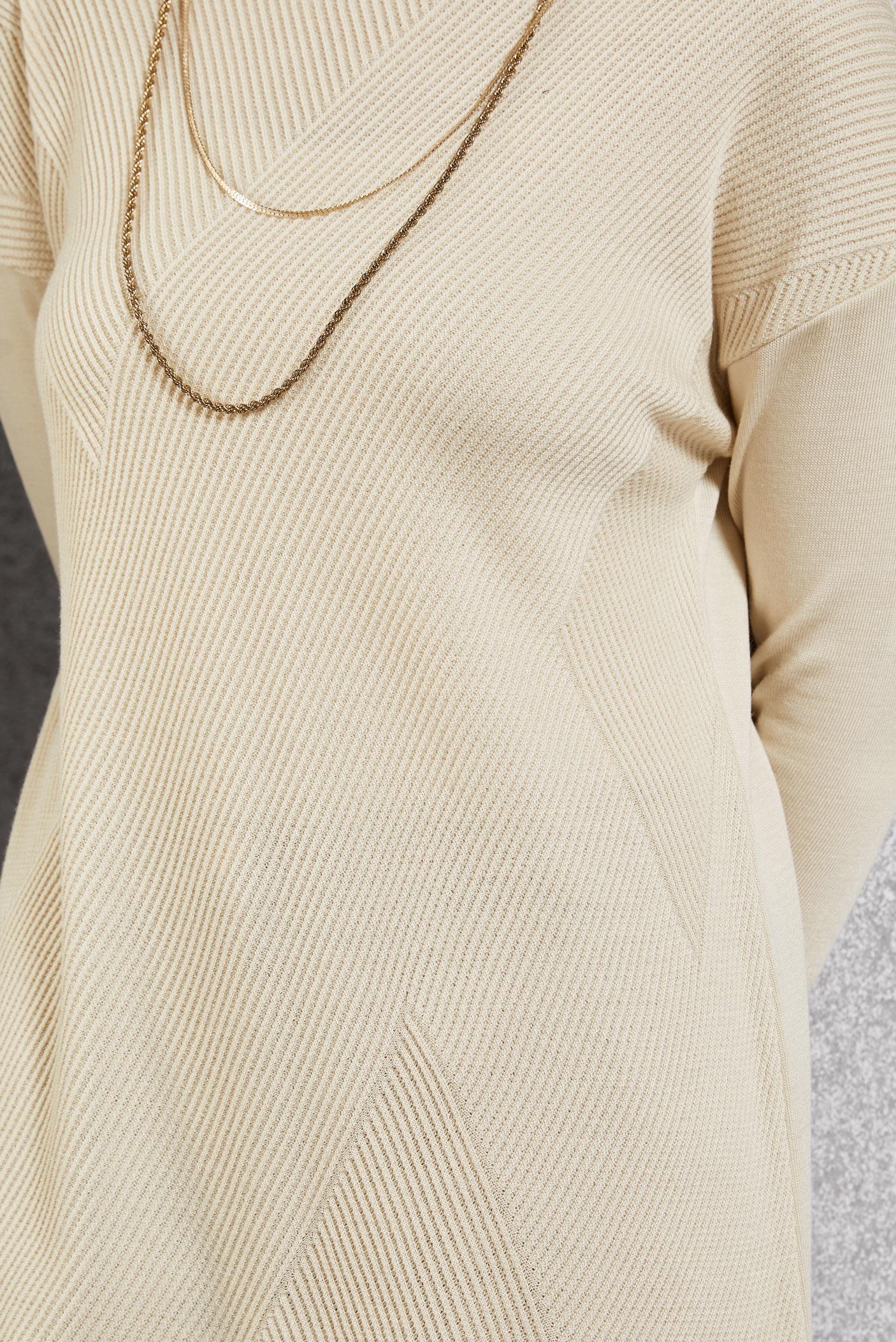 Tesettür giyim BEJ TRİKO TUNİK 44927