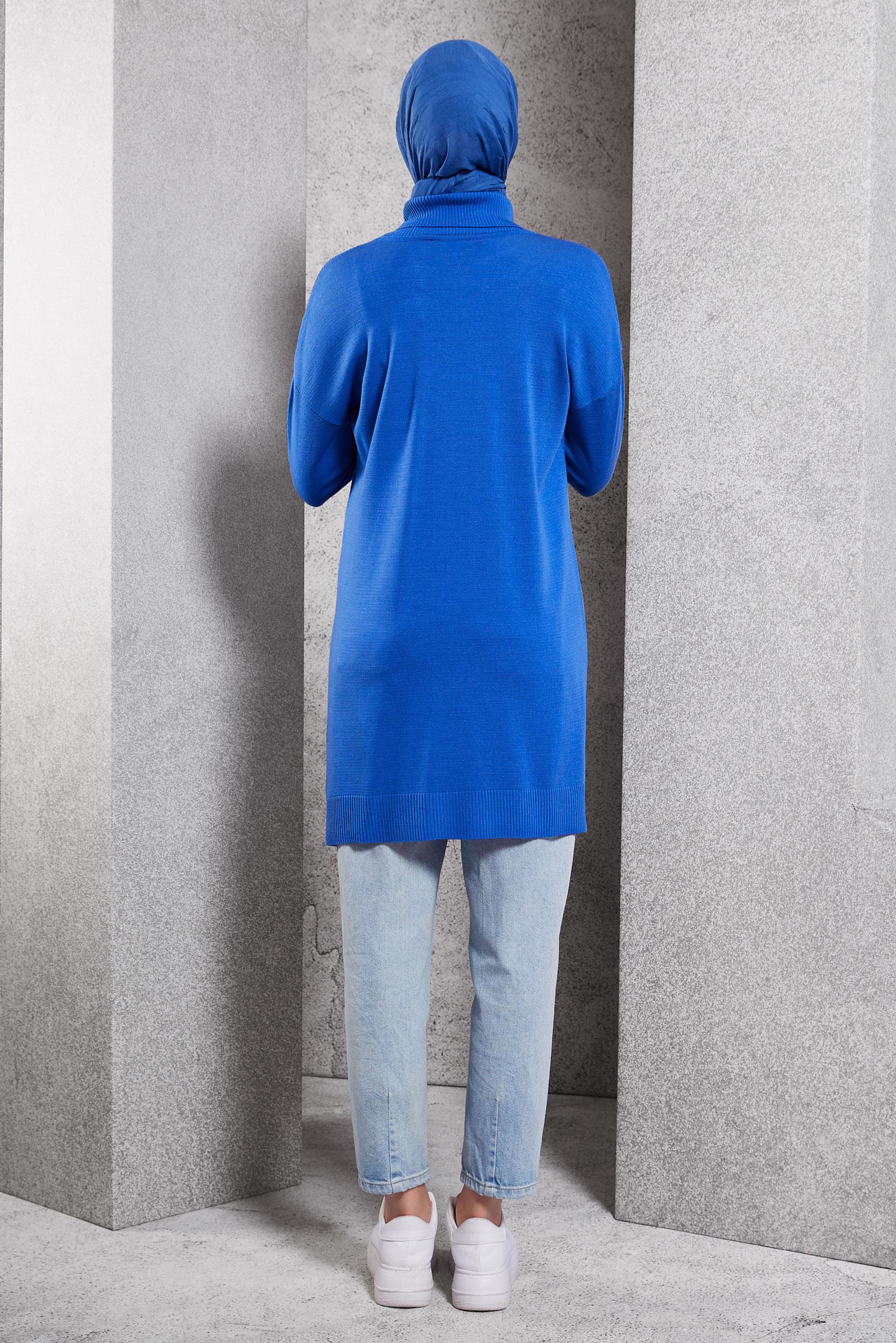 Tesettür giyim MAVİ TRİKO TUNİK 44927