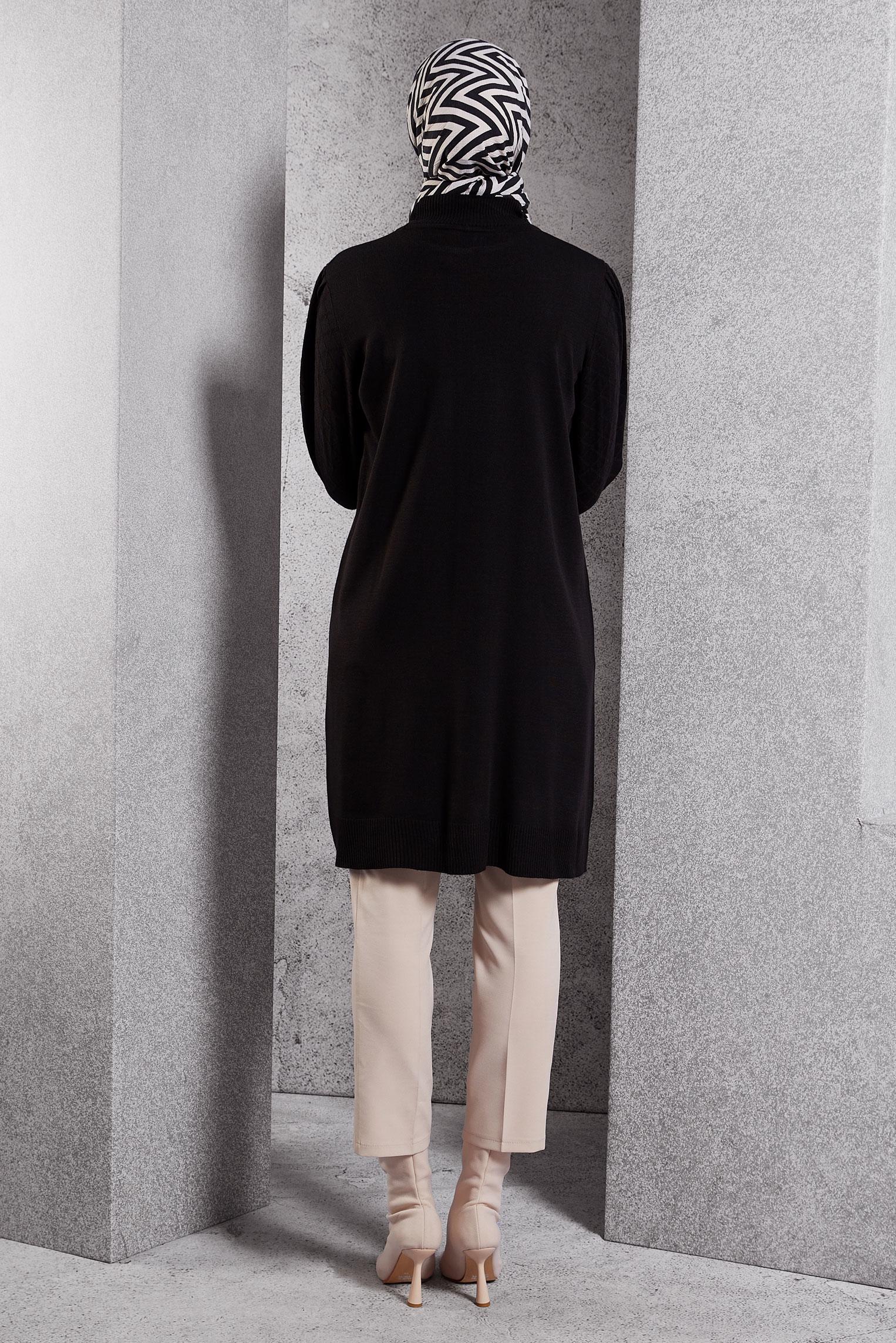 Tesettür giyim SİYAH TRİKO TUNİK 44928