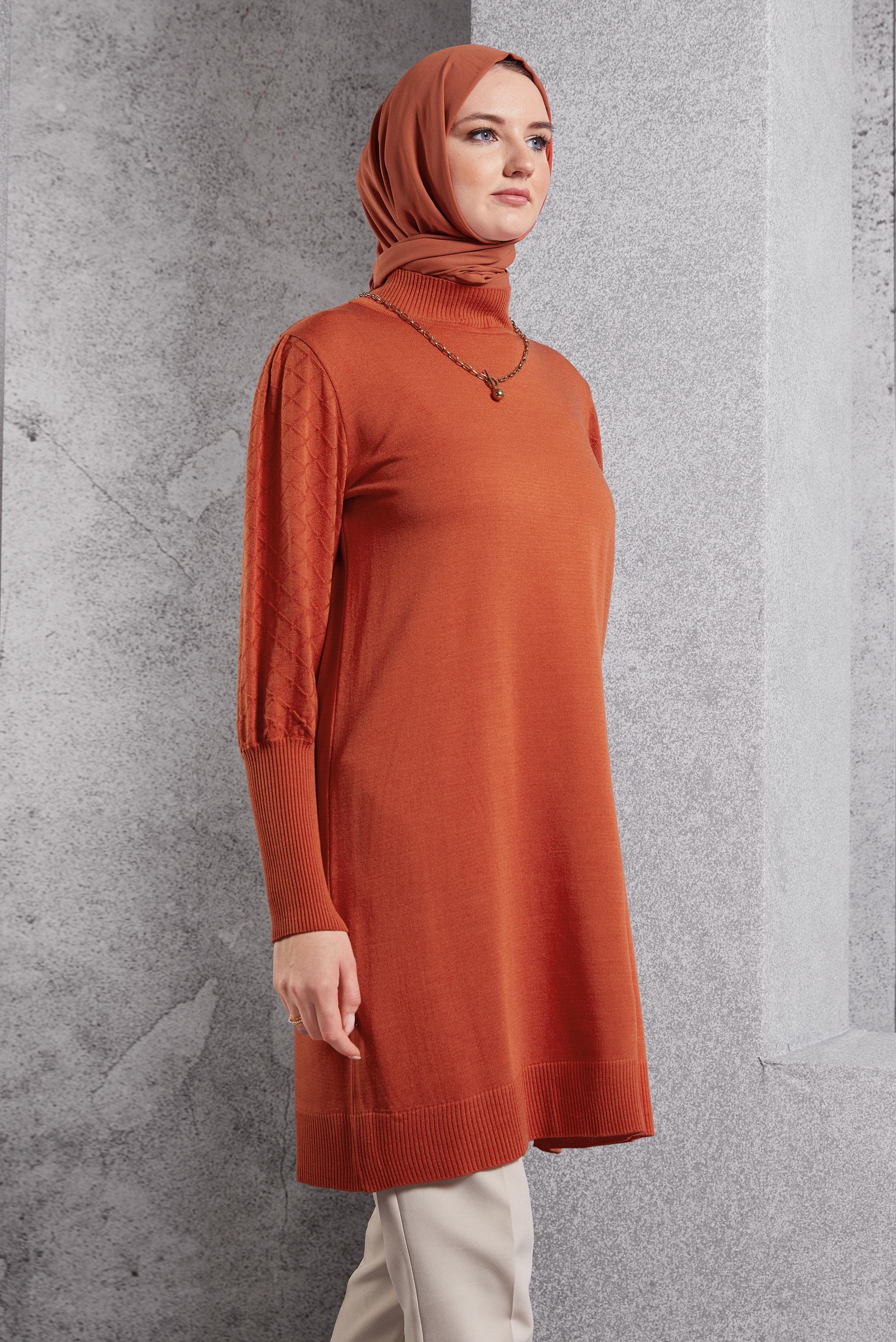 Tesettür giyim TURUNCU TRİKO TUNİK 44928