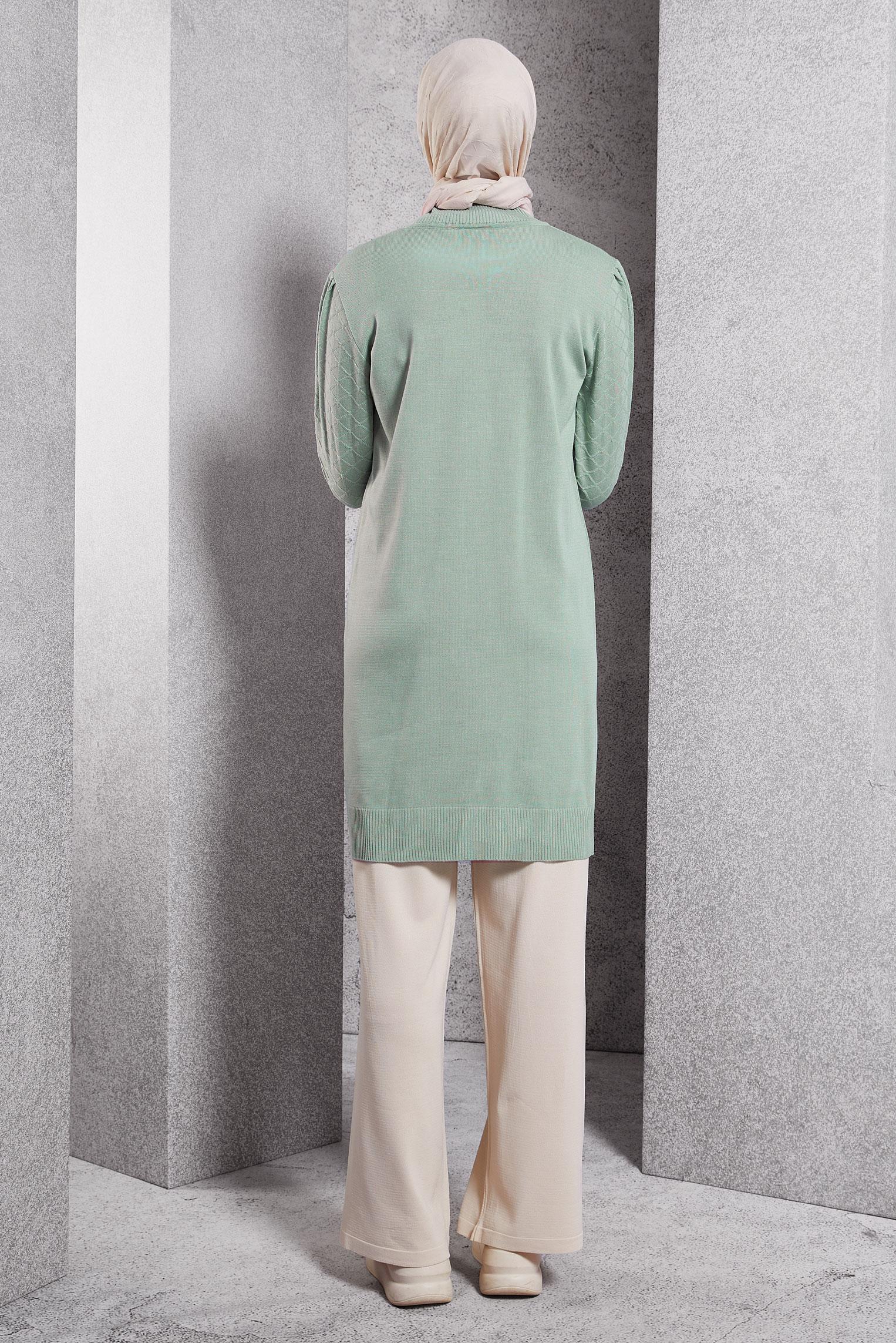 Tesettür giyim YEŞİL TRİKO TUNİK 44928