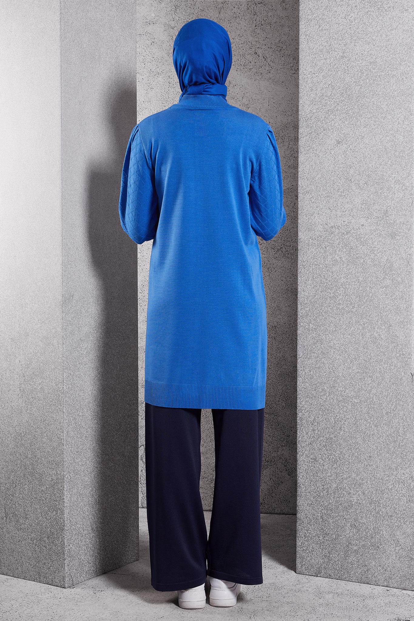 Tesettür giyim MAVİ TRİKO TUNİK 44928