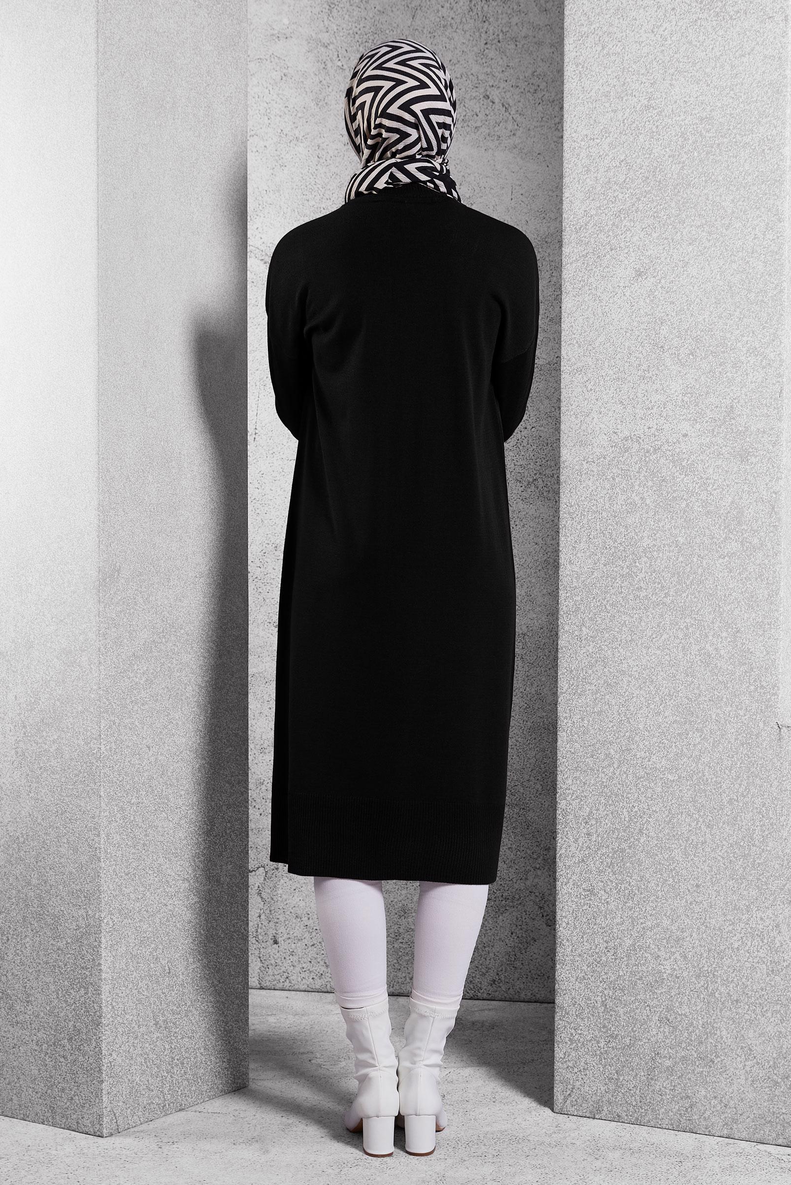 Tesettür giyim SİYAH UZUN TRİKO TUNİK 44929