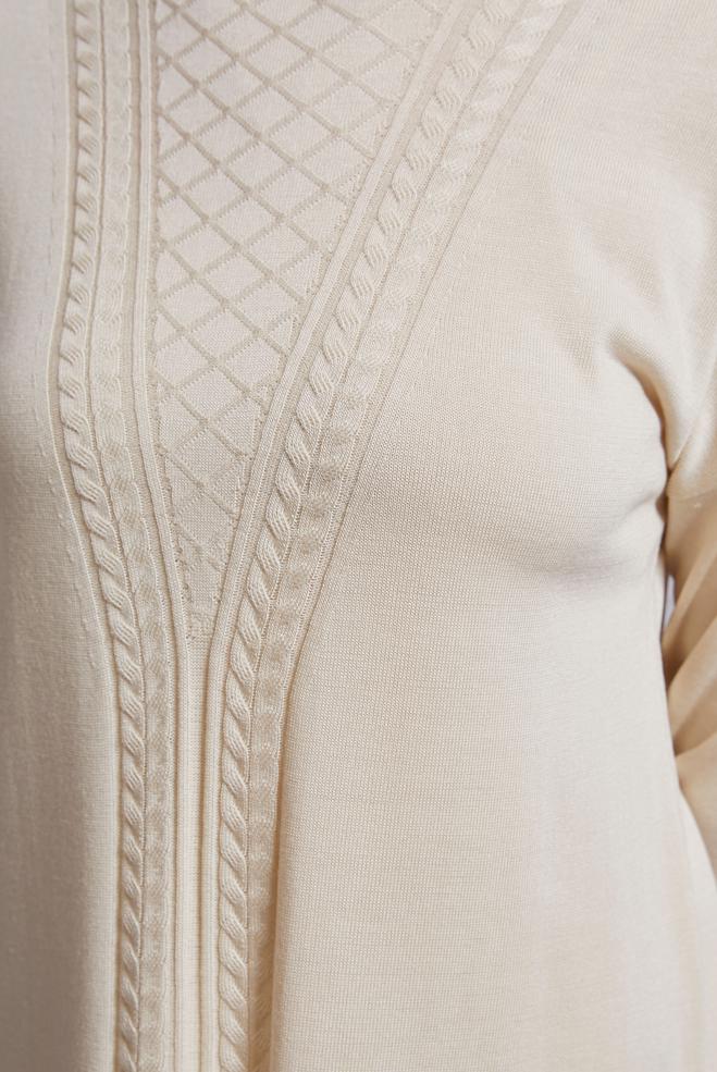 Vêtements hijab BEIGE TUNIQUE LONGUE EN MAILLE 44929 - ALVİNA