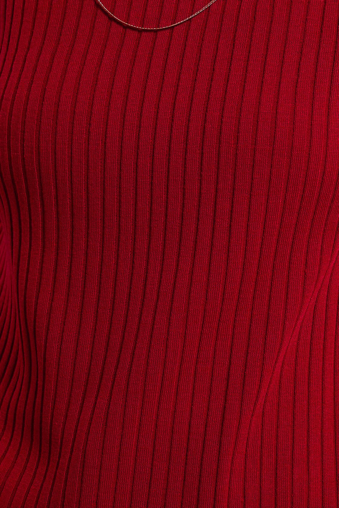 Tesettür giyim KIRMIZI BOĞAZLI YAKA TRİKO TUNİK 44930