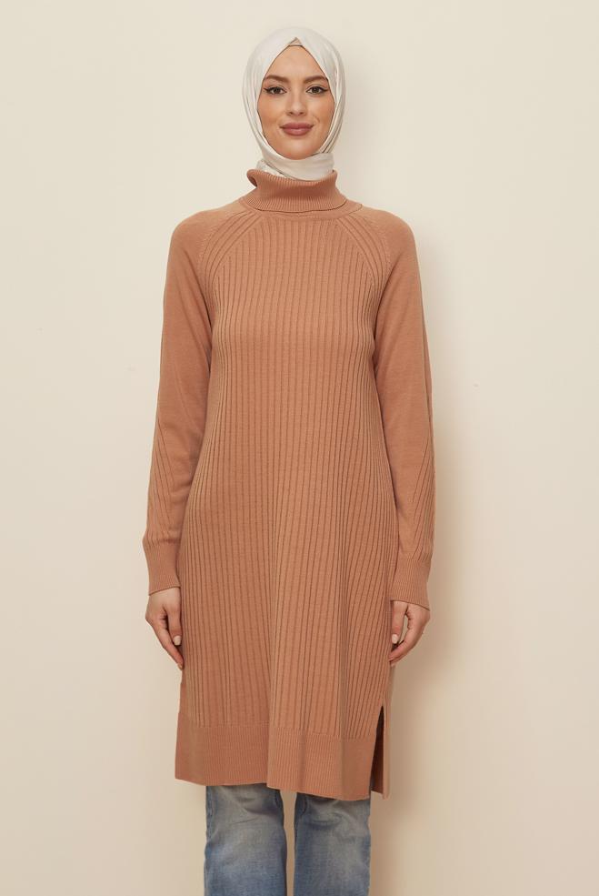 Vêtements hijab ROSE TUNIQUE EN TRICOT À COL ROULÉ 44930 - ALVİNA