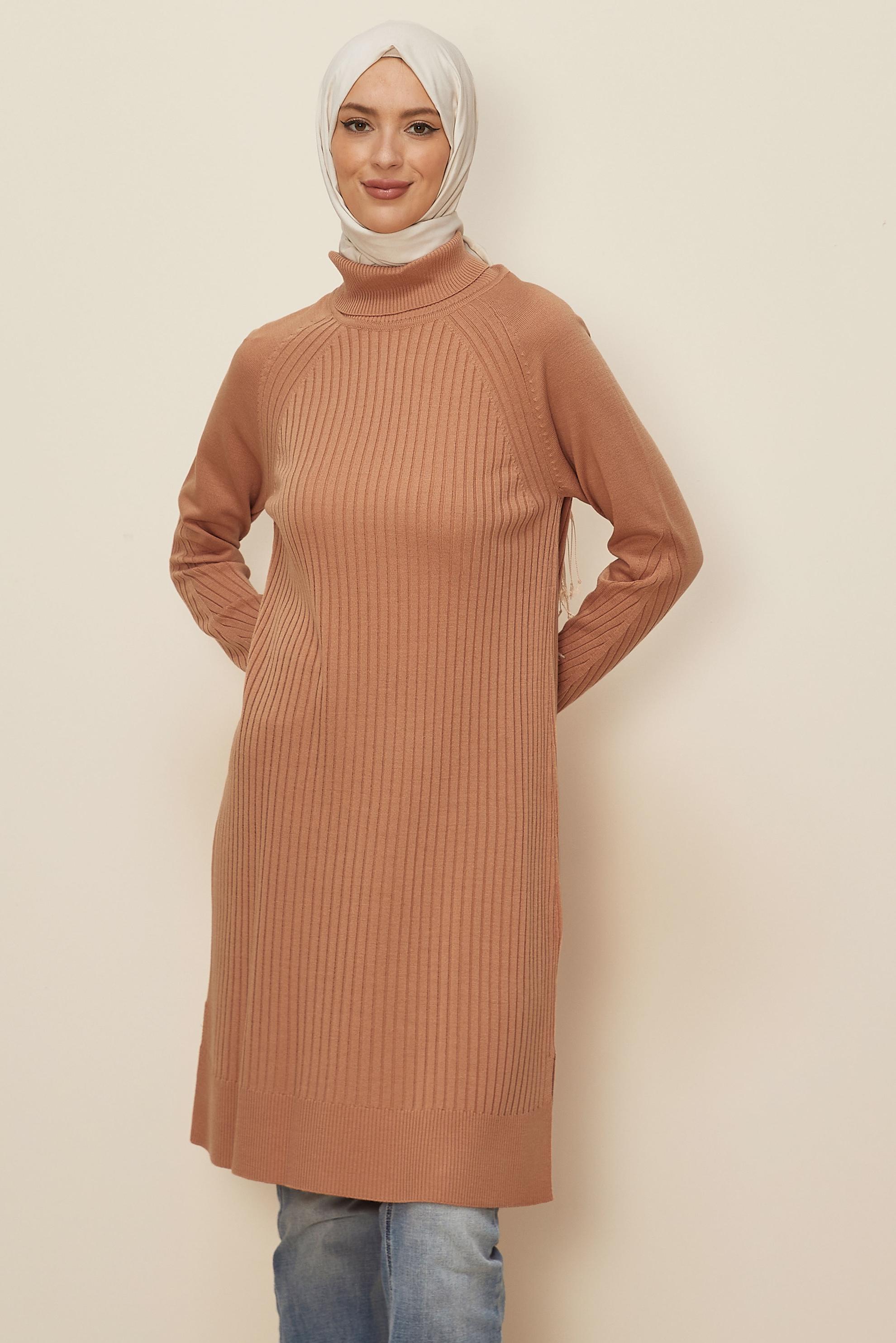 Vêtements hijab ROSE TUNIQUE EN TRICOT À COL ROULÉ 44930