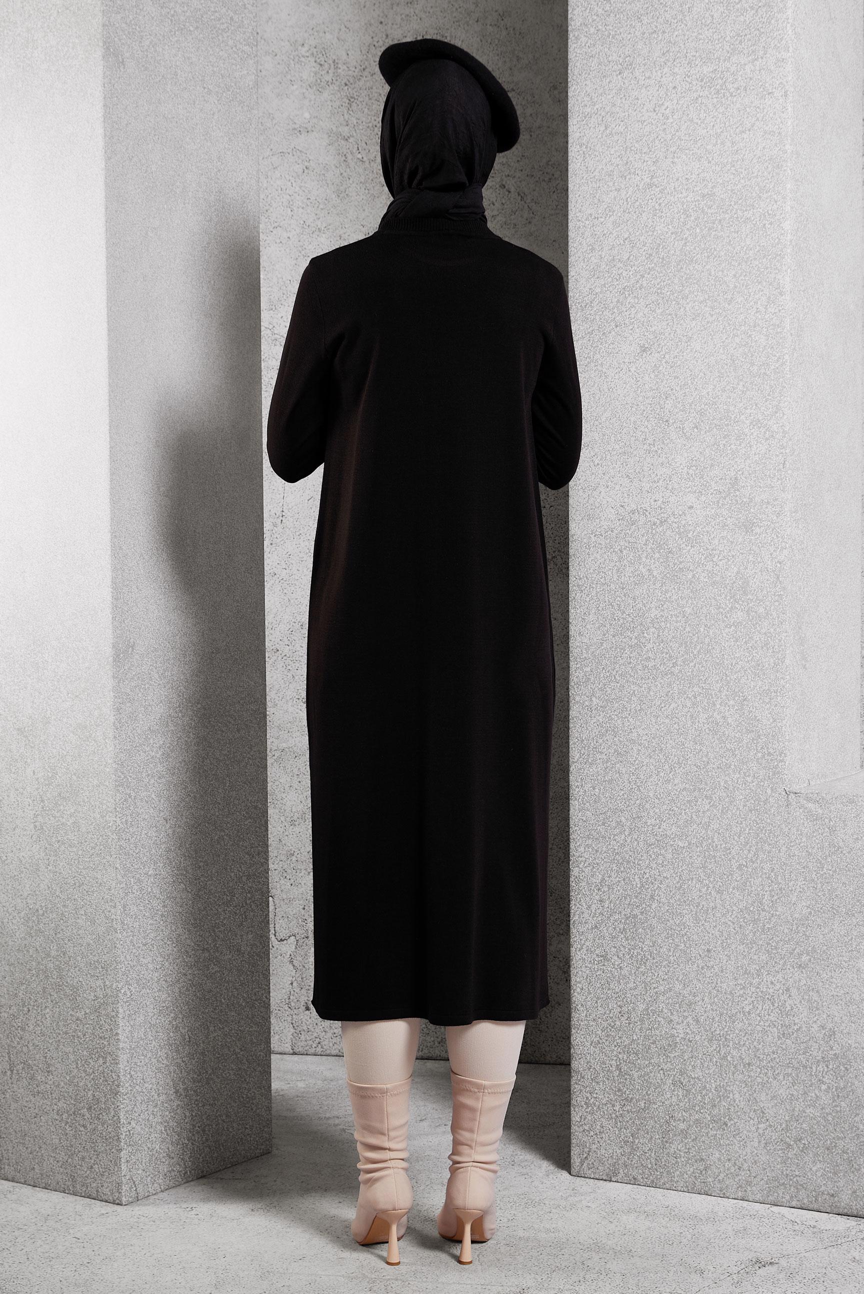 Tesettür giyim SİYAH UZUN TRİKO TUNİK 44931