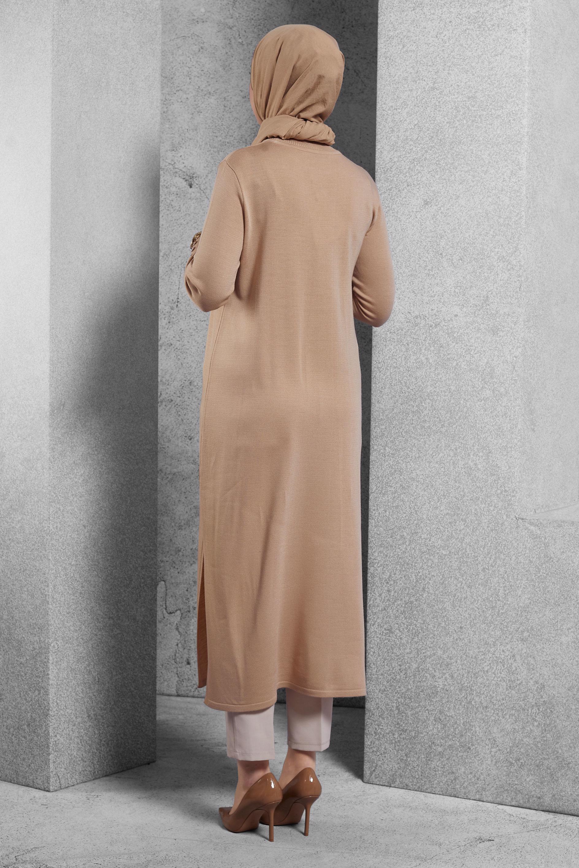 Vêtements hijab BEIGE TUNIQUE LONGUE EN MAILLE 44931