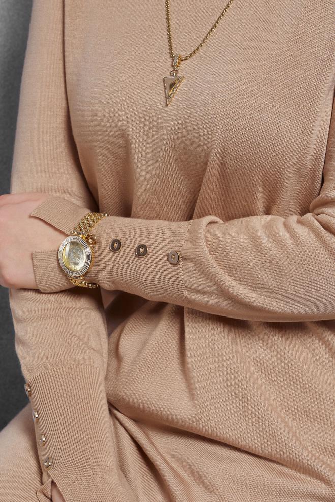 Hijab clothing BEIGE LONG KNITWEAR TUNIC 44931 - ALVİNA