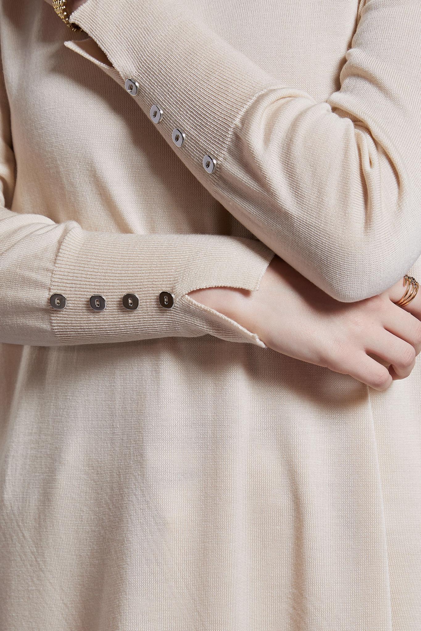 Tesettür giyim BEJ UZUN TRİKO TUNİK 44931