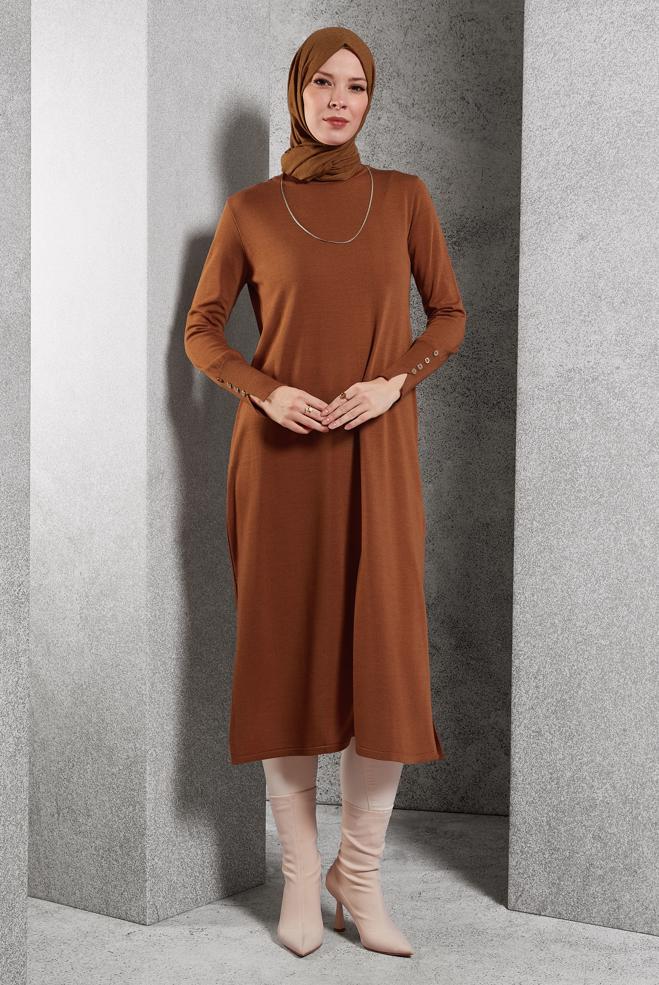 Hijab clothing ORANGE LONG KNITWEAR TUNIC 44931 - ALVİNA