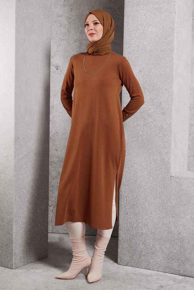 Hijab clothing ORANGE LONG KNITWEAR TUNIC 44931 - ALVİNA