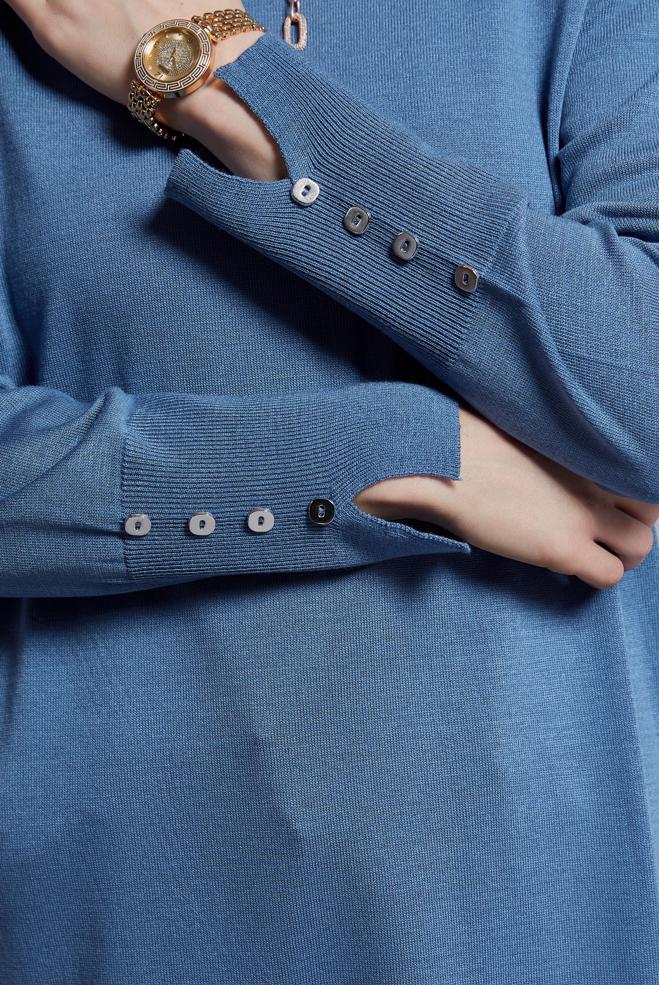 Hijab clothing BLUE LONG KNITWEAR TUNIC 44931 - ALVİNA