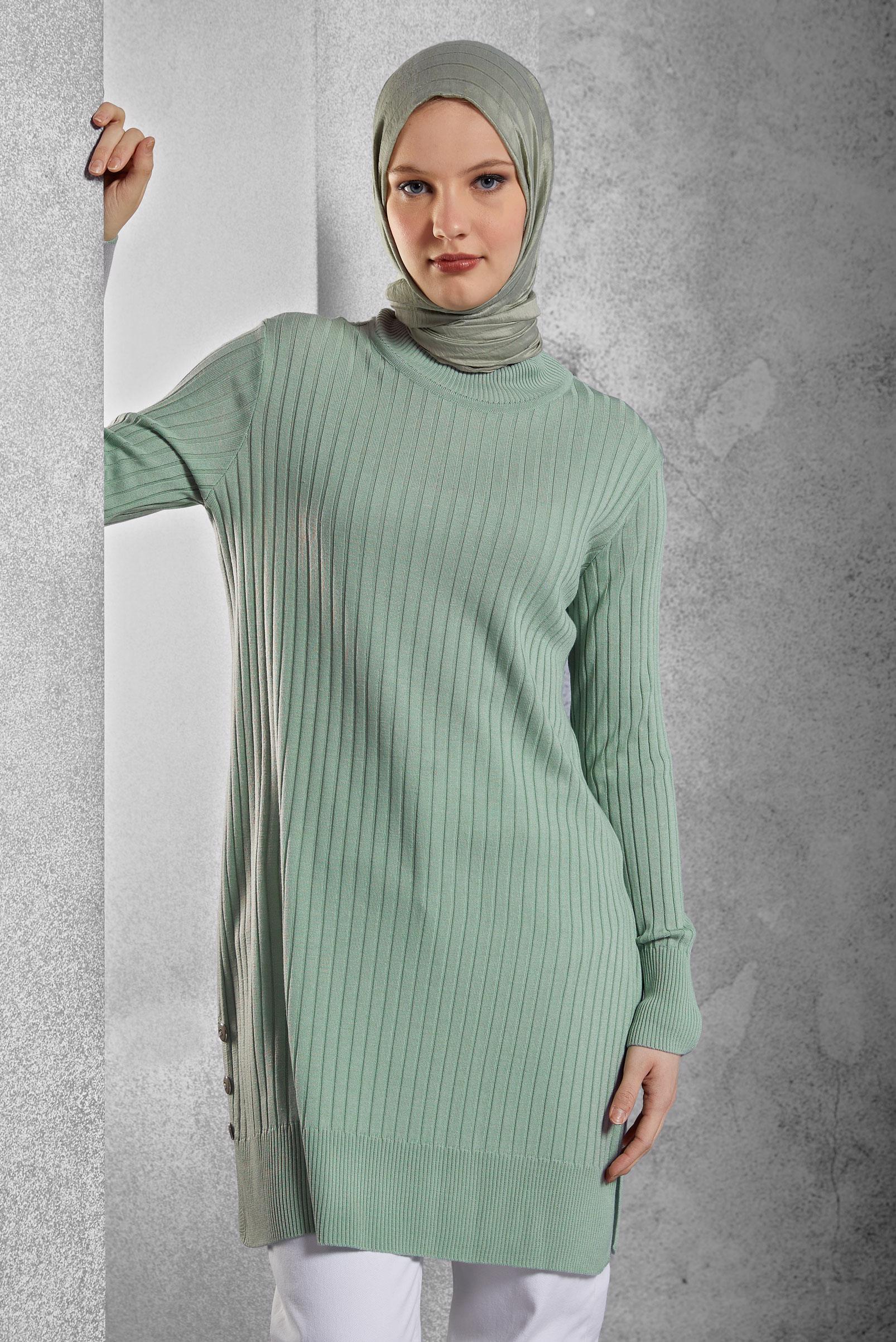 Vêtements hijab VERT TUNIQUE EN TRICOT MODESTE 44932