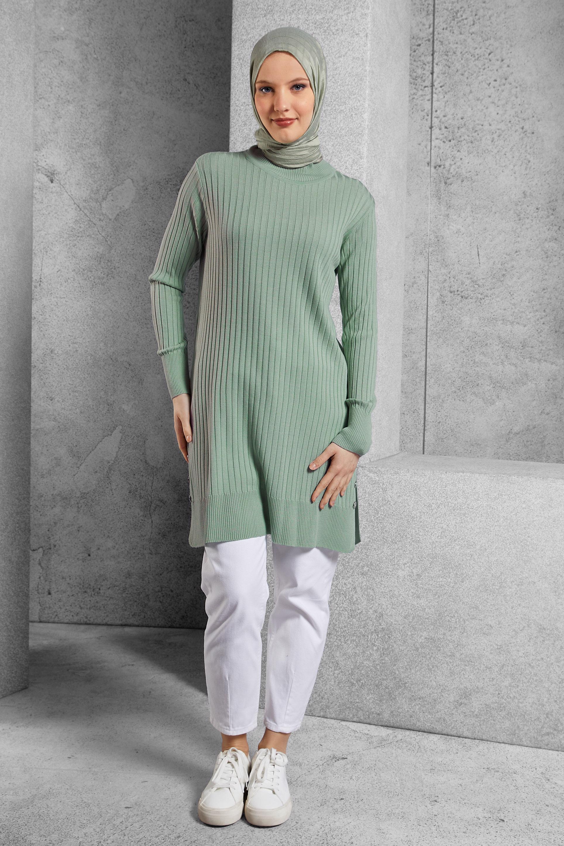 Vêtements hijab VERT TUNIQUE EN TRICOT MODESTE 44932