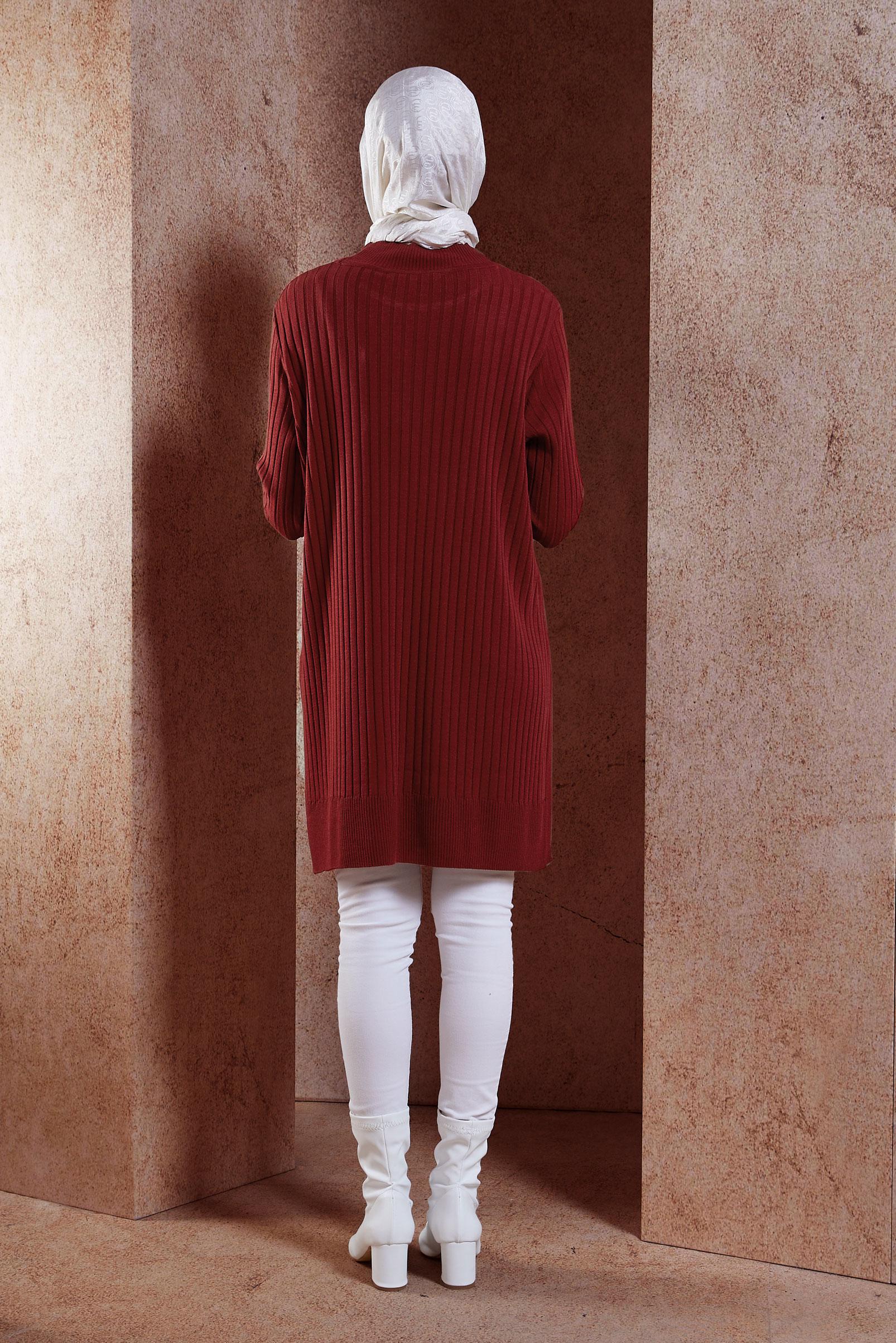 Tesettür giyim BORDO TESETTÜR TRİKO TUNİK 44932