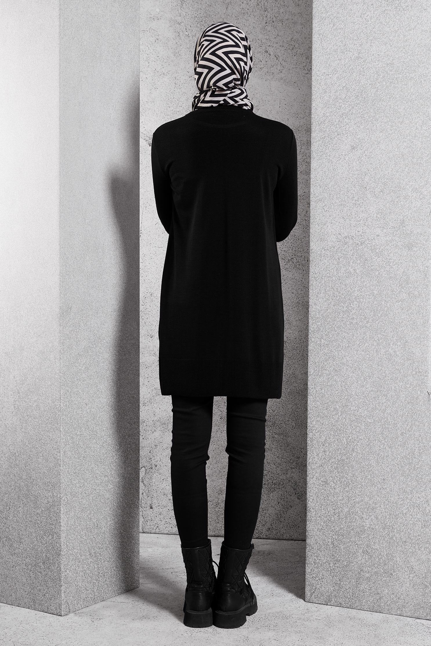 Tesettür giyim SİYAH TRİKO TUNİK 44933