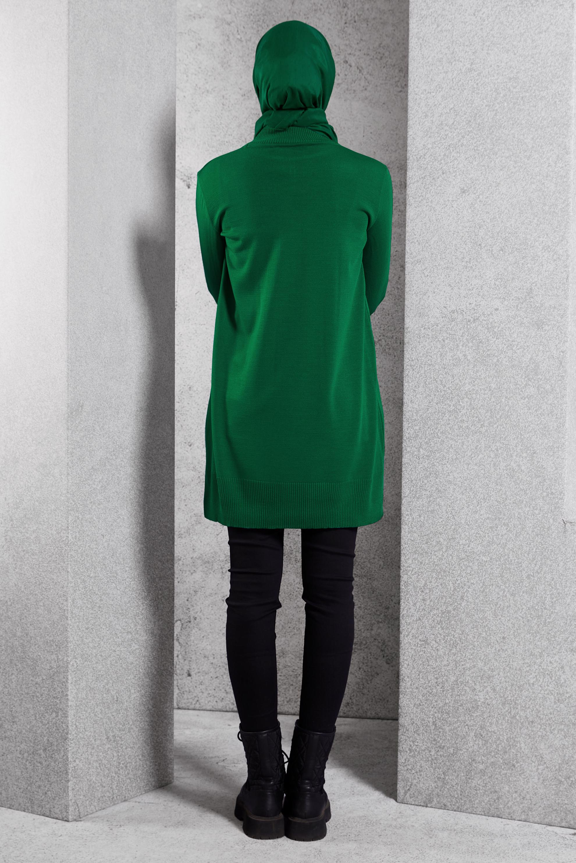 Tesettür giyim YEŞİL TRİKO TUNİK 44933