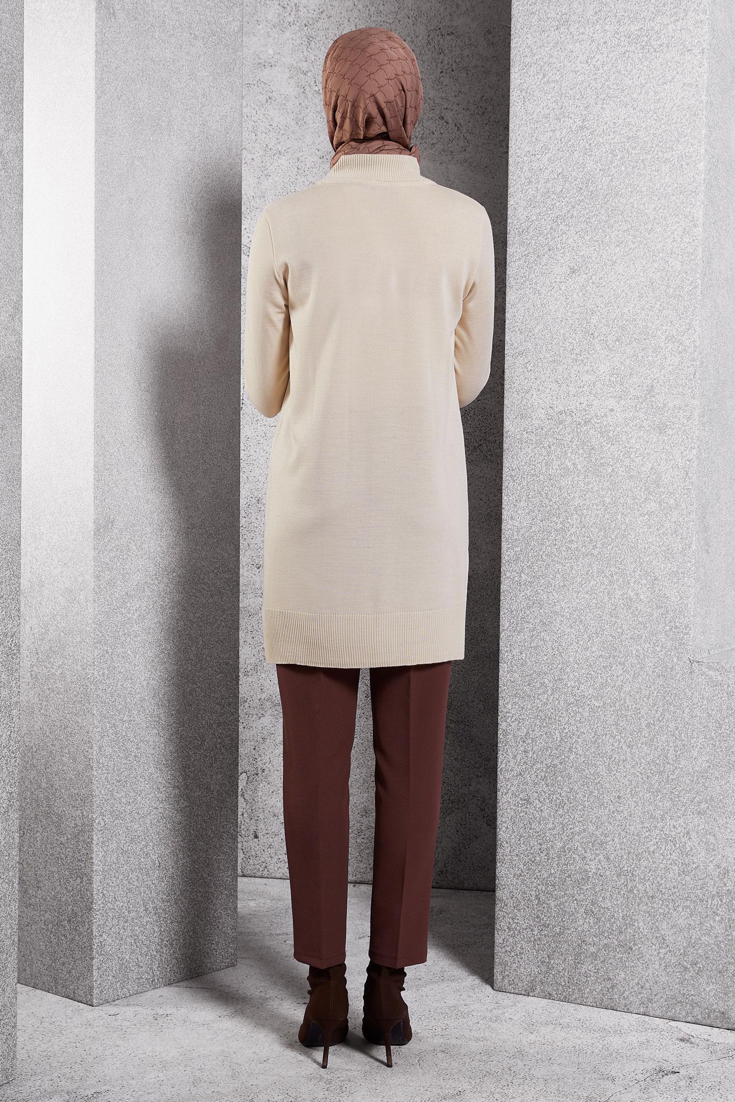 Tesettür giyim BEJ TRİKO TUNİK 44933