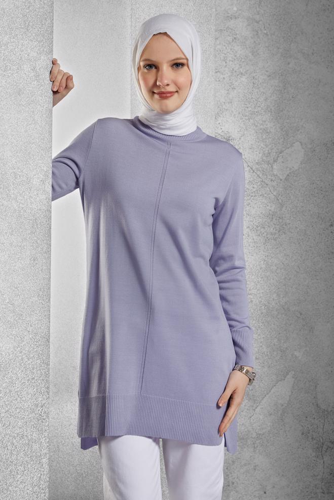 Hijab clothing BEIGE KNITWEAR TUNIC 44933 - ALVİNA