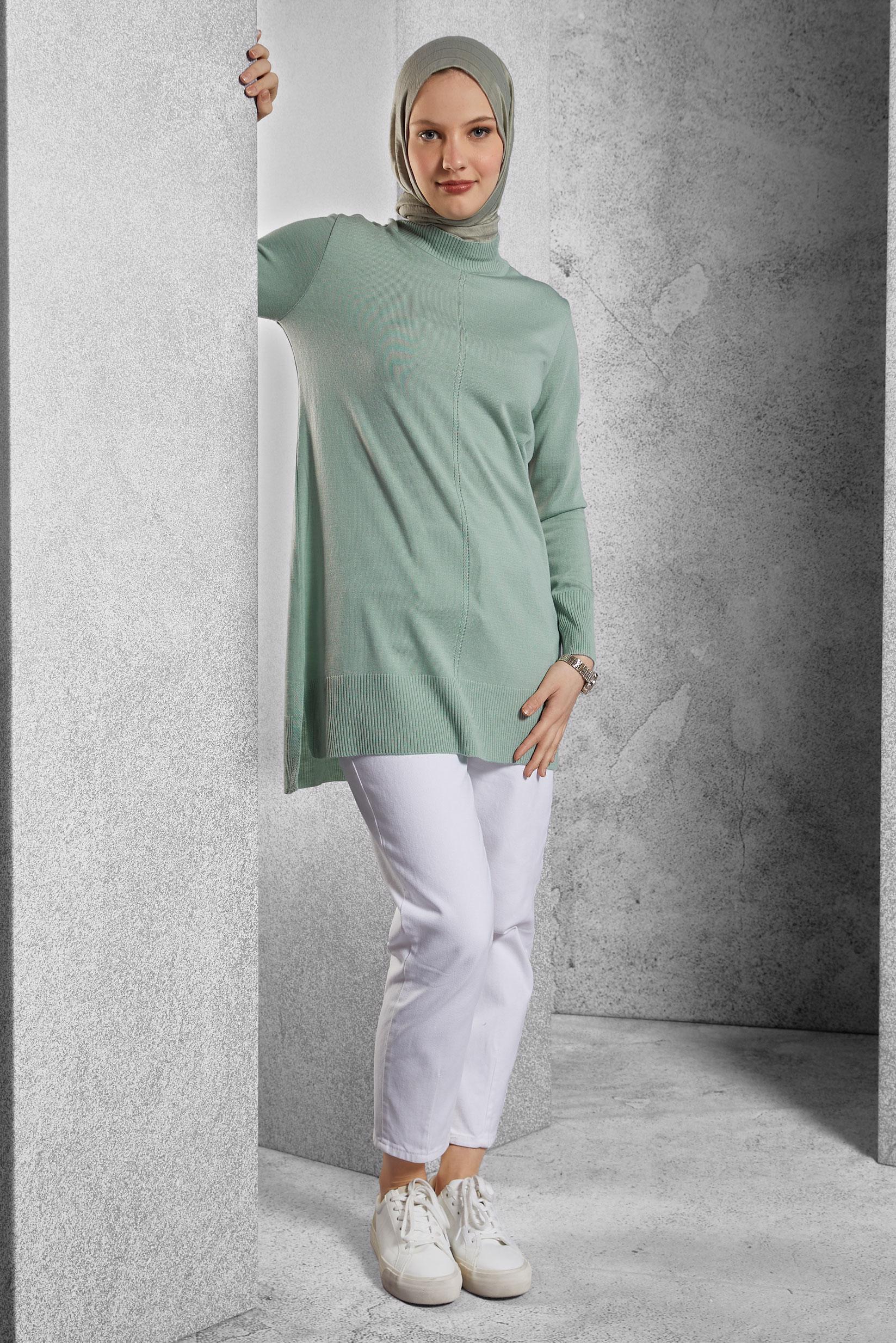Vêtements hijab VERT TUNIQUE EN TRICOT 44933