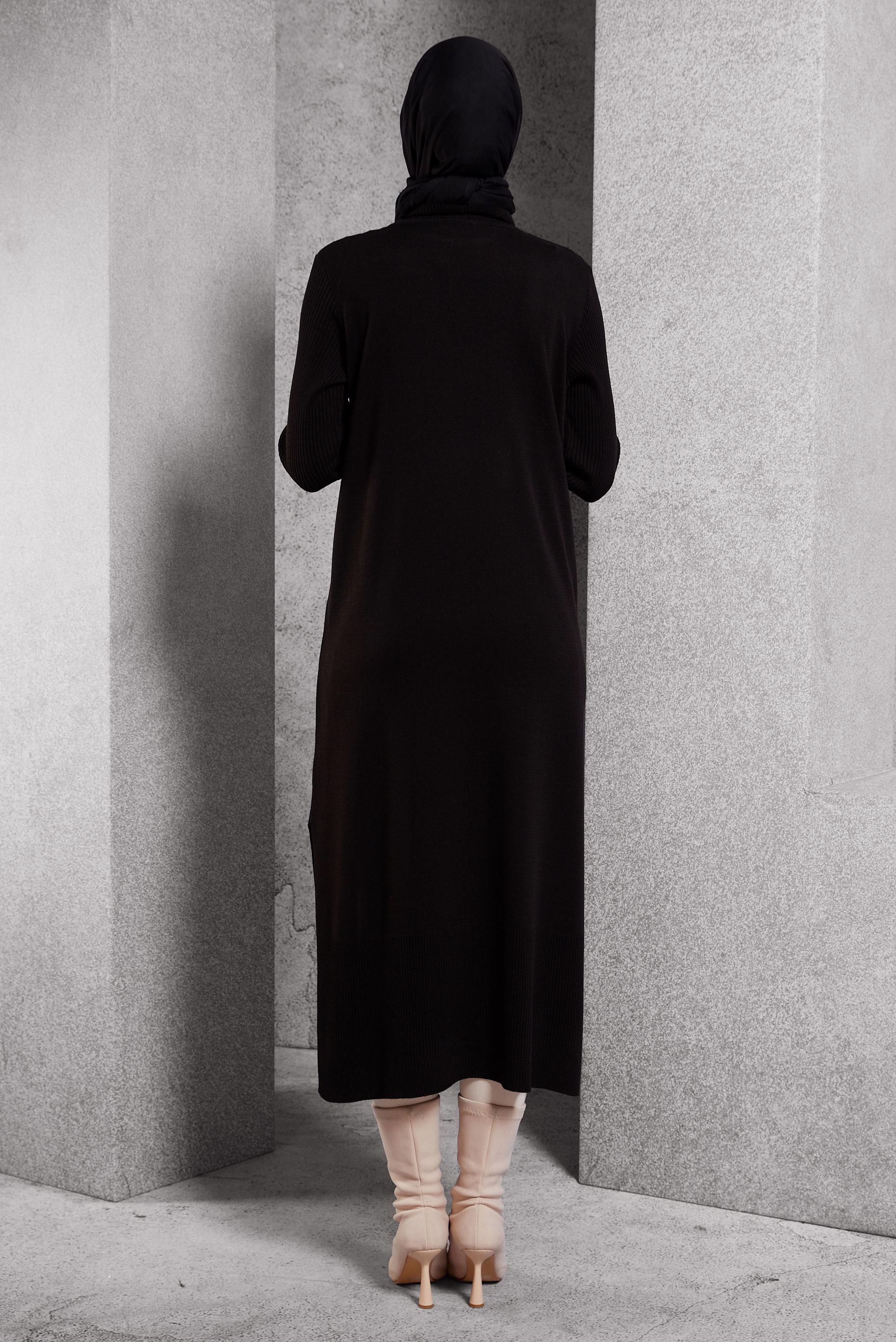 Vêtements hijab NOIR TUNIQUE LONGUE EN MAILLE 44934