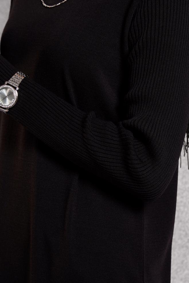 Vêtements hijab NOIR TUNIQUE LONGUE EN MAILLE 44934 - ALVİNA