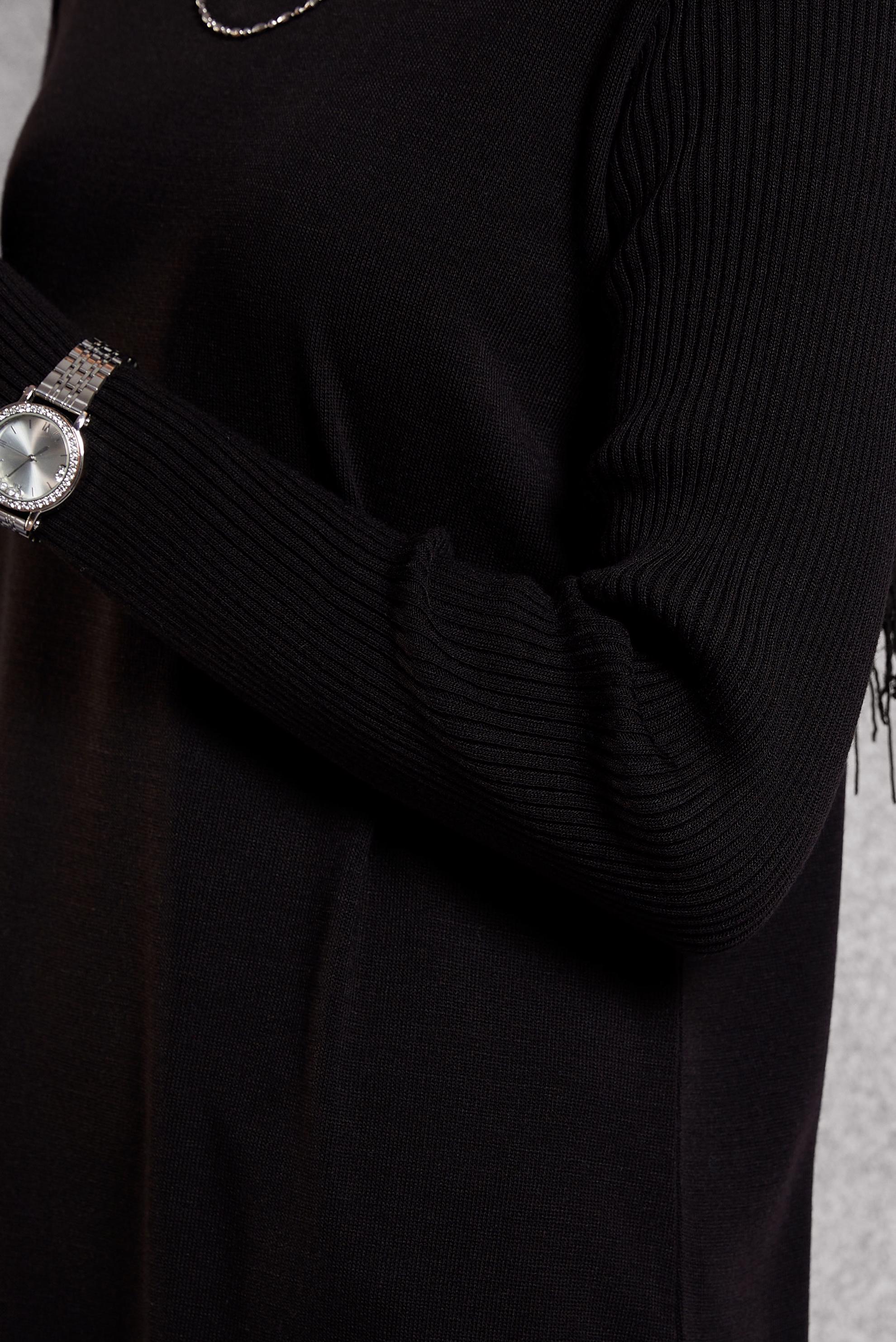 Vêtements hijab NOIR TUNIQUE LONGUE EN MAILLE 44934