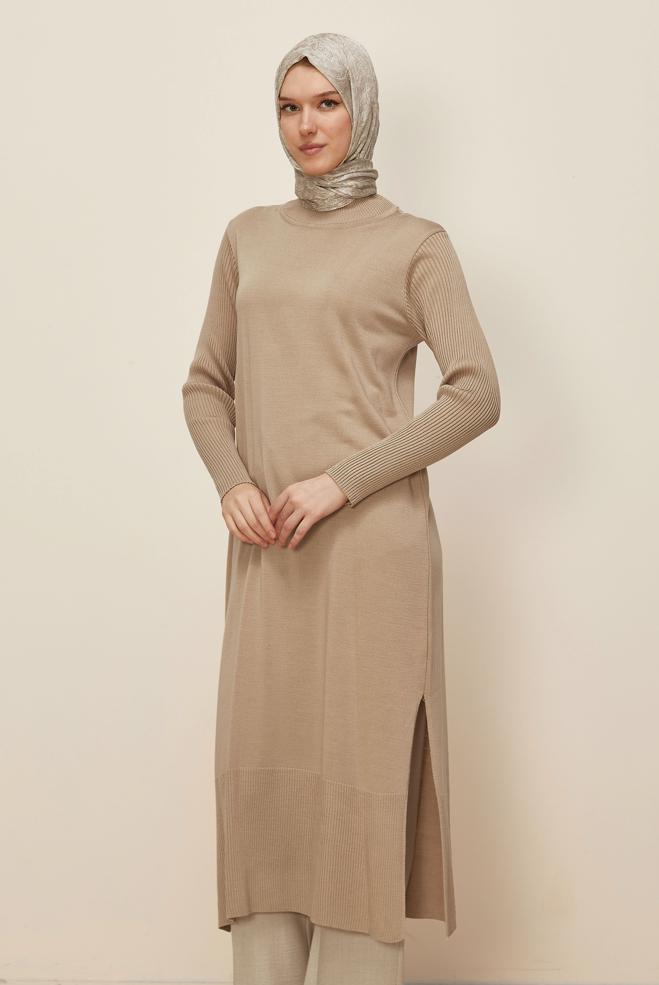 Hijab clothing BEIGE 44934 TRİKO TUNİK 38/46 - ALVİNA