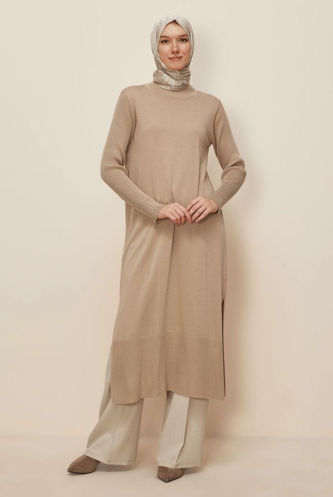 Hijab clothing BEIGE 44934 TRİKO TUNİK 38/46 - ALVİNA