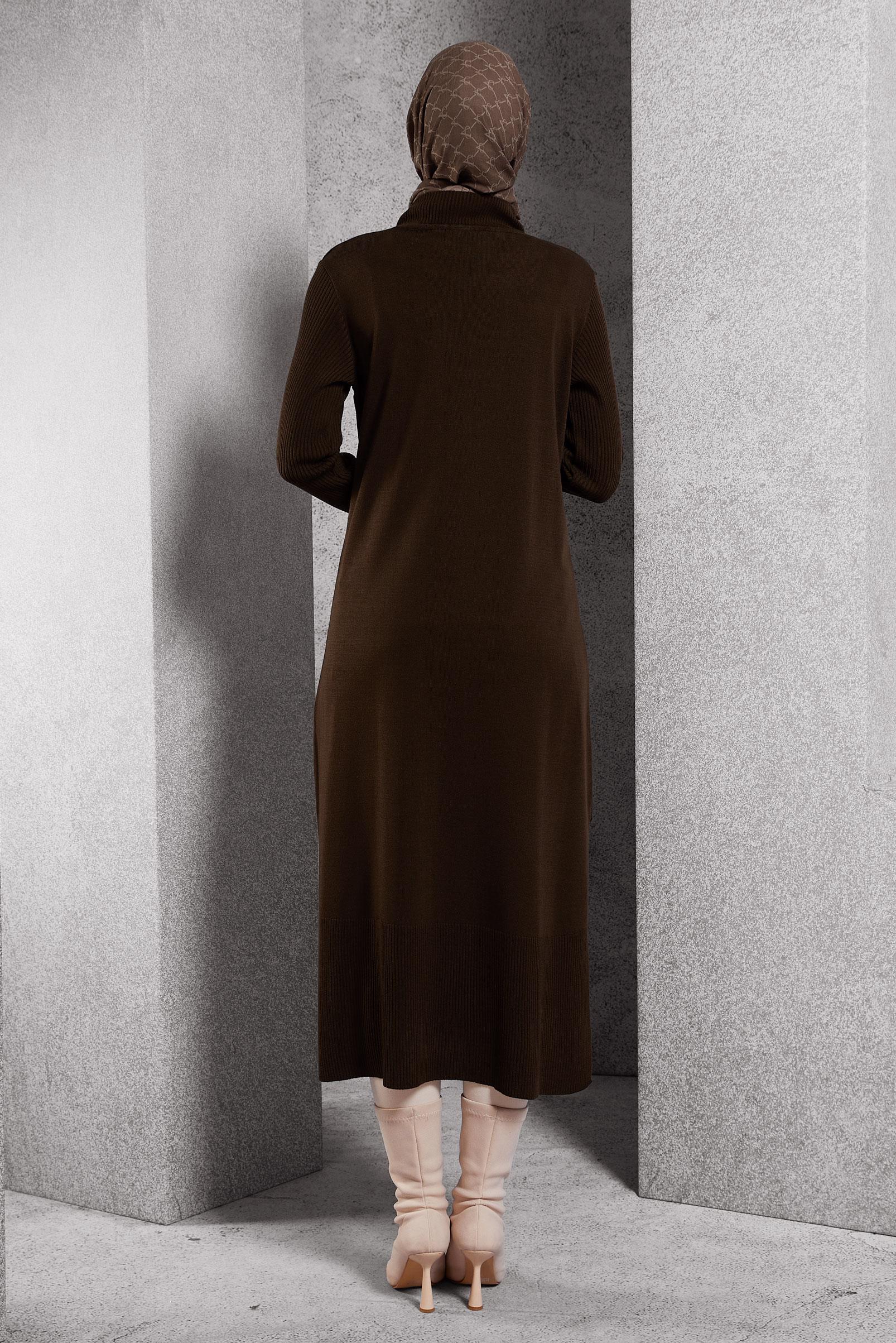 Vêtements hijab BRUN TUNIQUE LONGUE EN MAILLE 44934