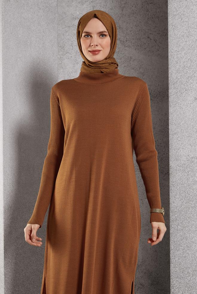 Vêtements hijab ORANGE TUNIQUE LONGUE EN MAILLE 44934 - ALVİNA