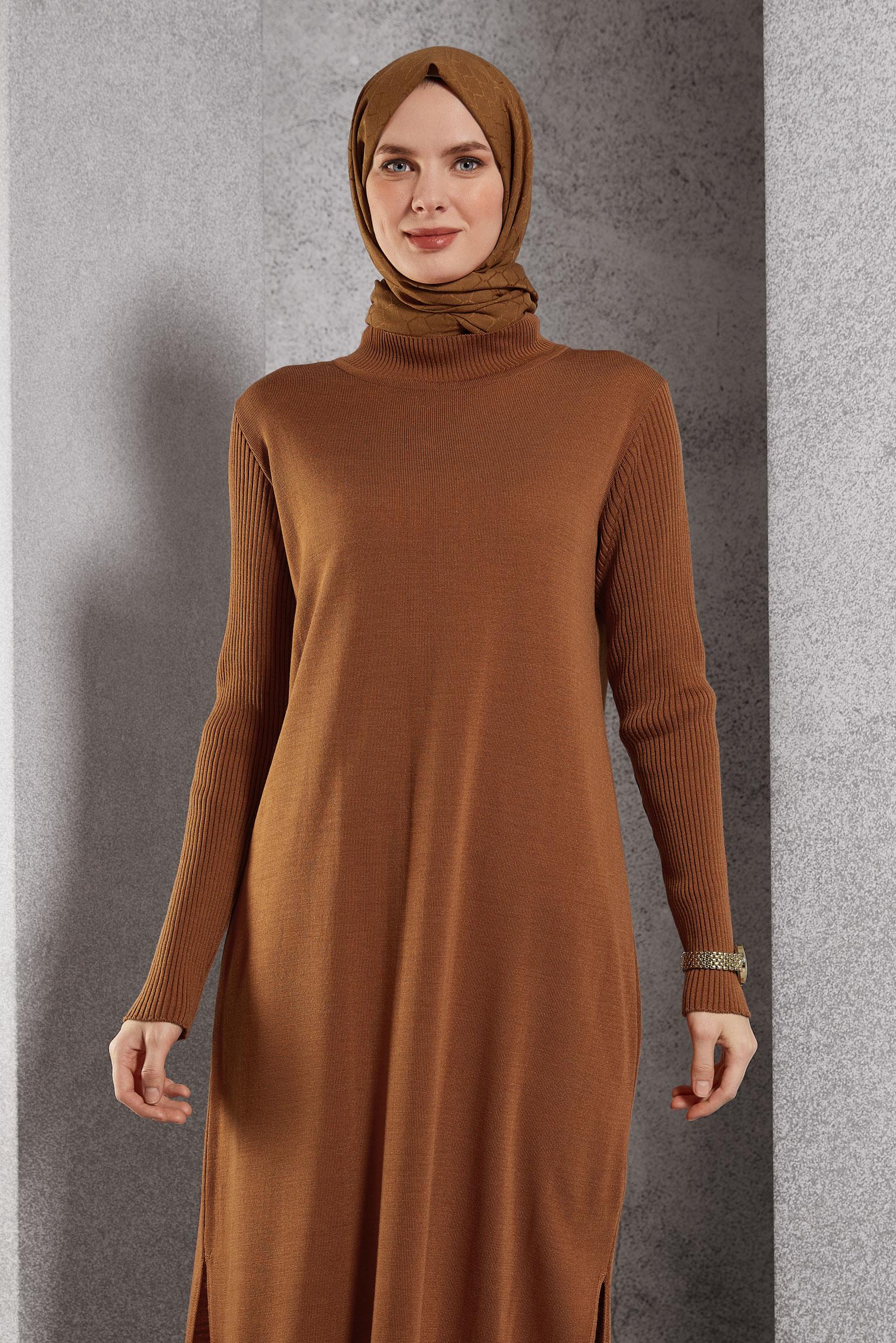 Vêtements hijab ORANGE TUNIQUE LONGUE EN MAILLE 44934