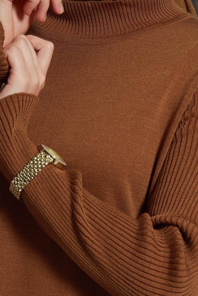 Vêtements hijab ORANGE TUNIQUE LONGUE EN MAILLE 44934 - ALVİNA