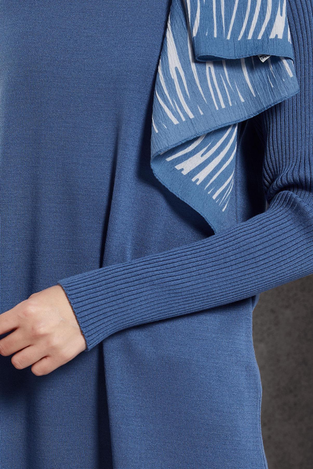 Vêtements hijab BLEU TUNIQUE LONGUE EN MAILLE 44934