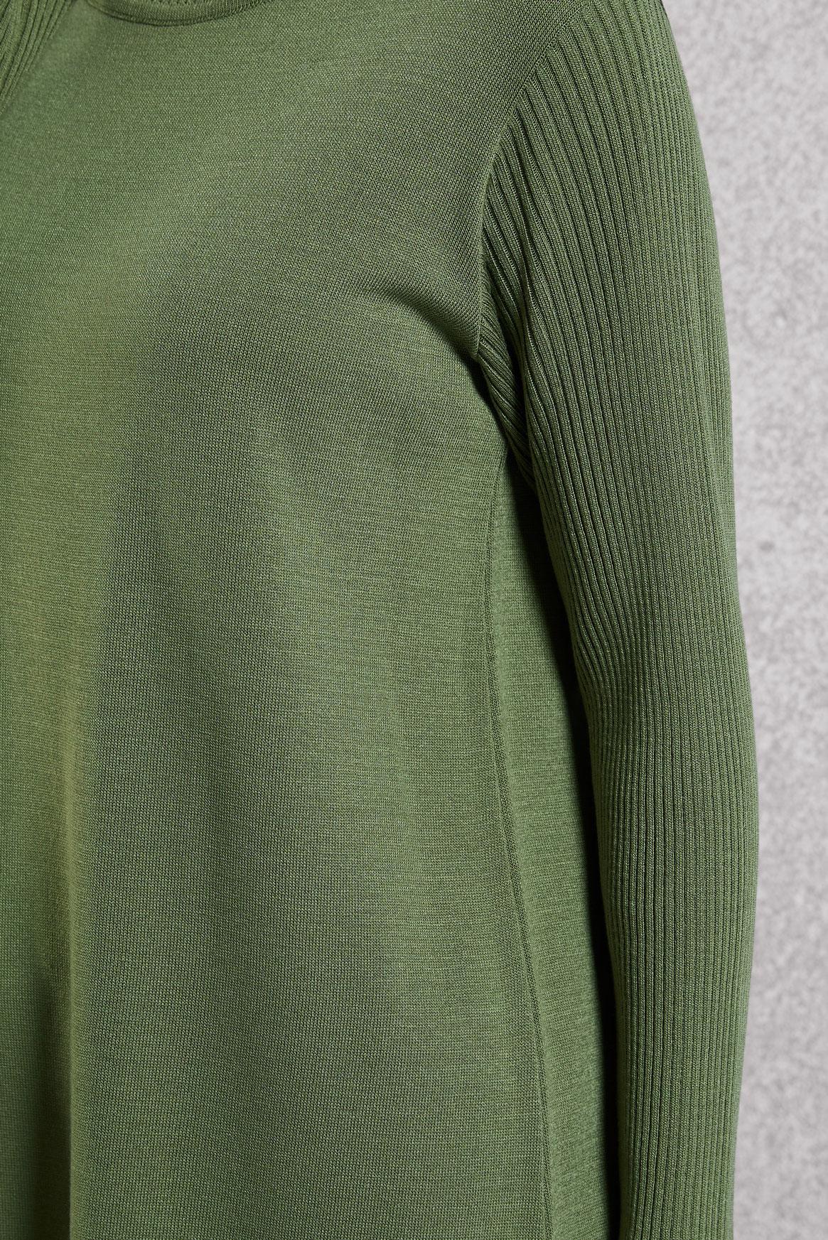 Tesettür giyim YEŞİL UZUN TRİKO TUNİK 44934