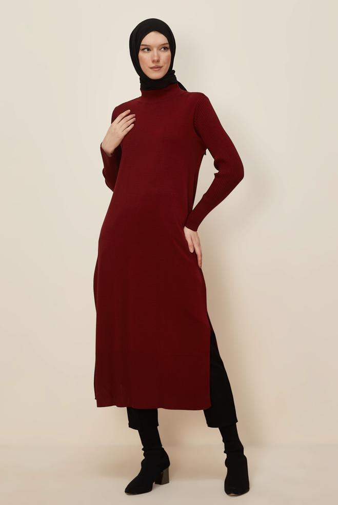 Hijab clothing CLARET RED 44934 TRİKO TUNİK 38/46 - ALVİNA