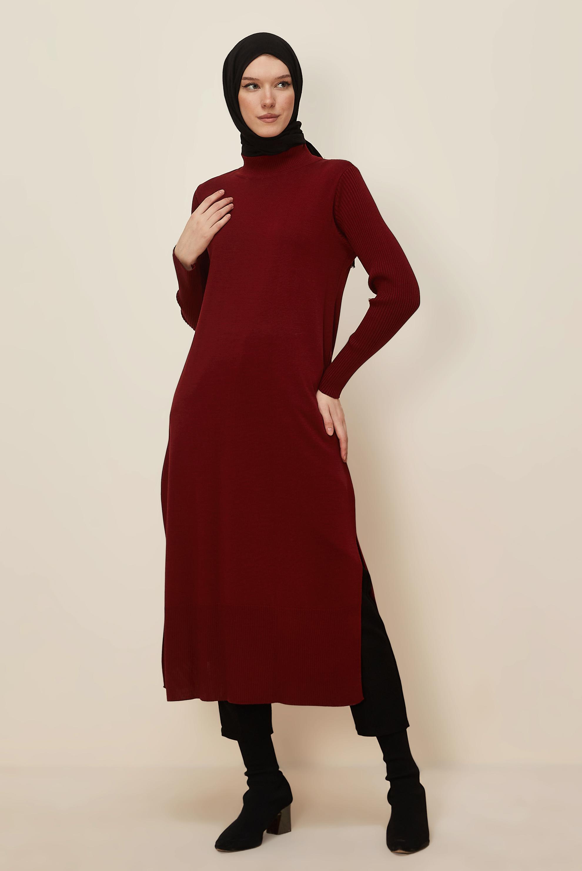 Hijab clothing CLARET RED 44934 TRİKO TUNİK 38/46