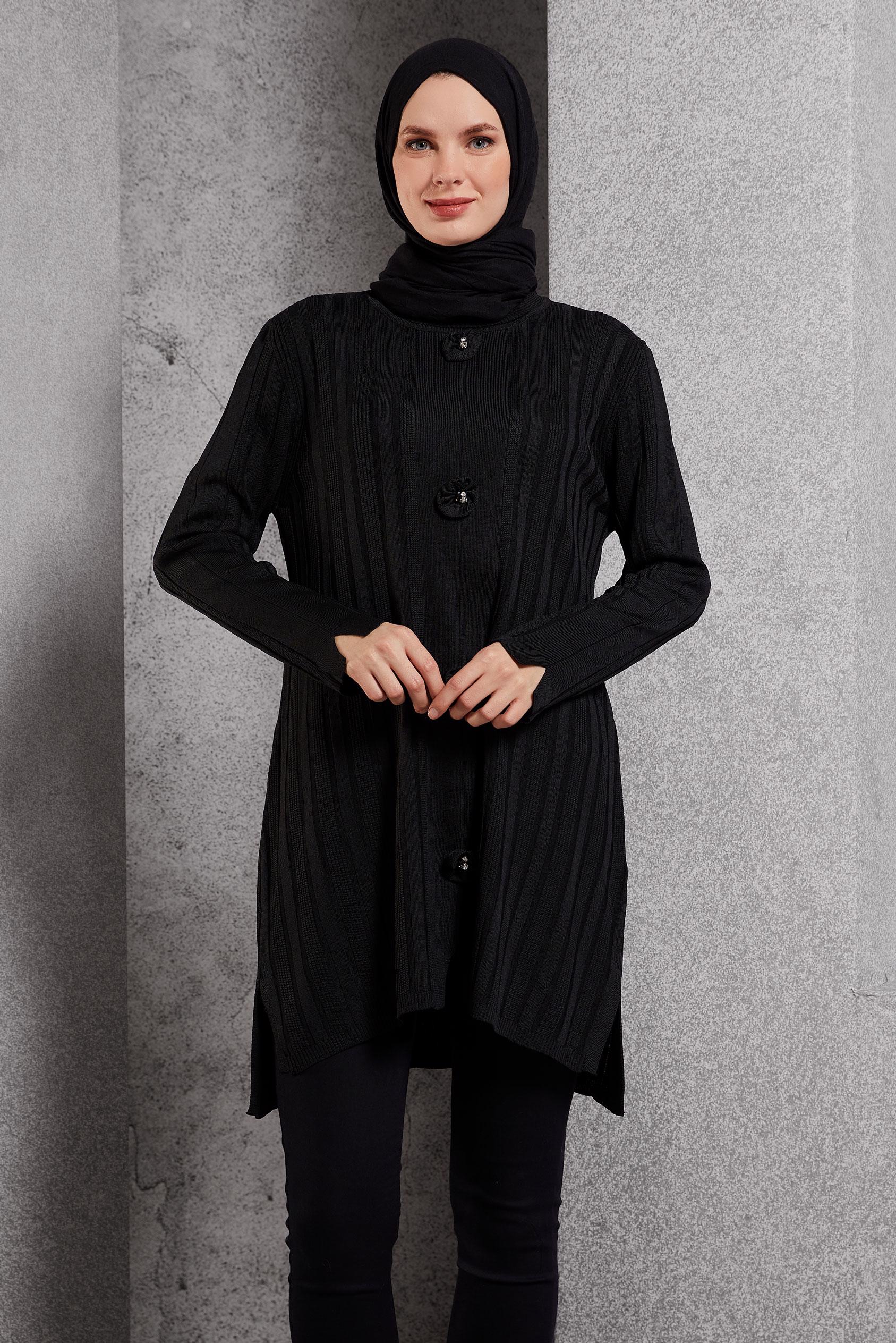 Hijab clothing BLACK KNITWEAR TUNIC 44961