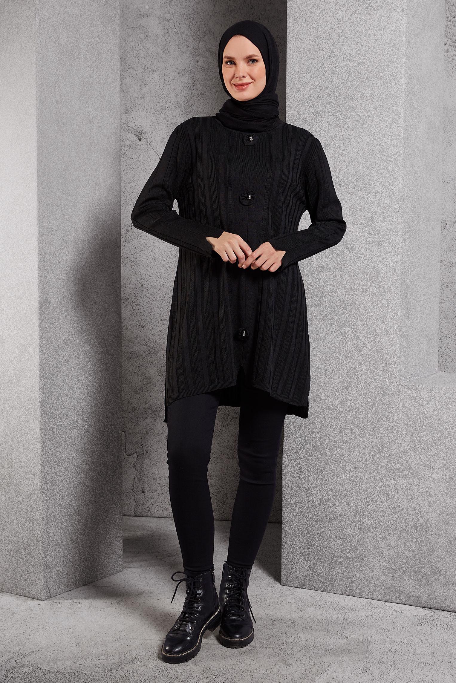 Hijab clothing BLACK KNITWEAR TUNIC 44961