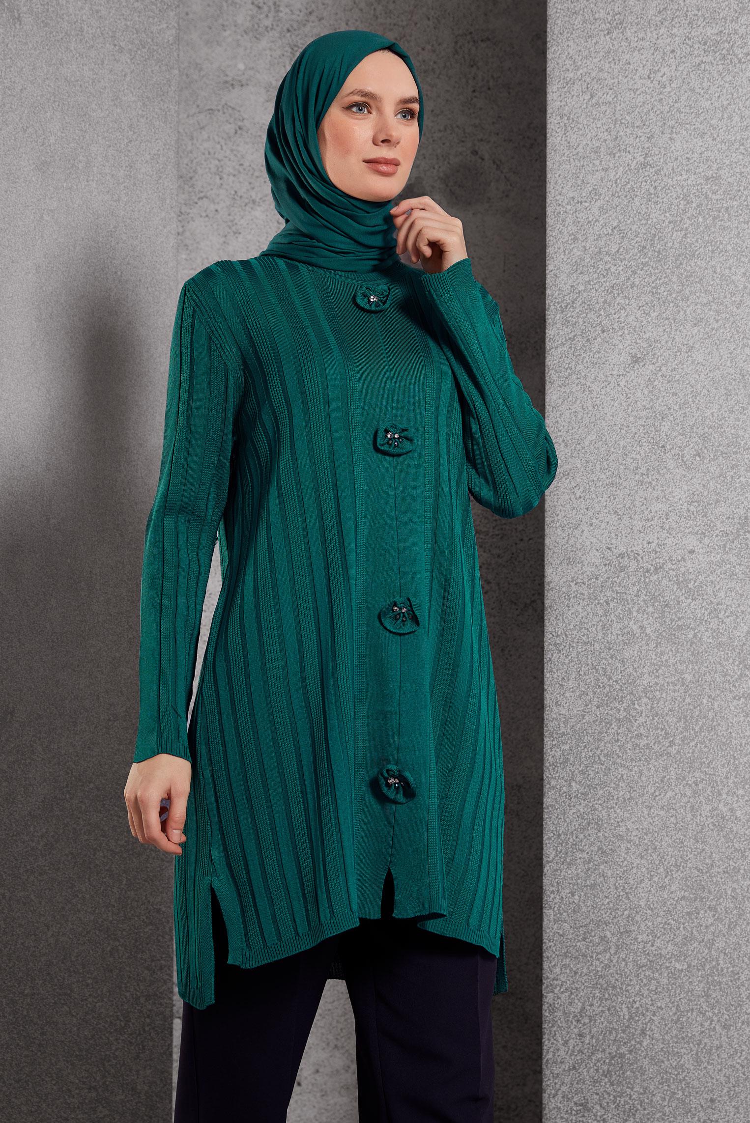 Tesettür giyim MAVİ TRİKO TUNİK 44961