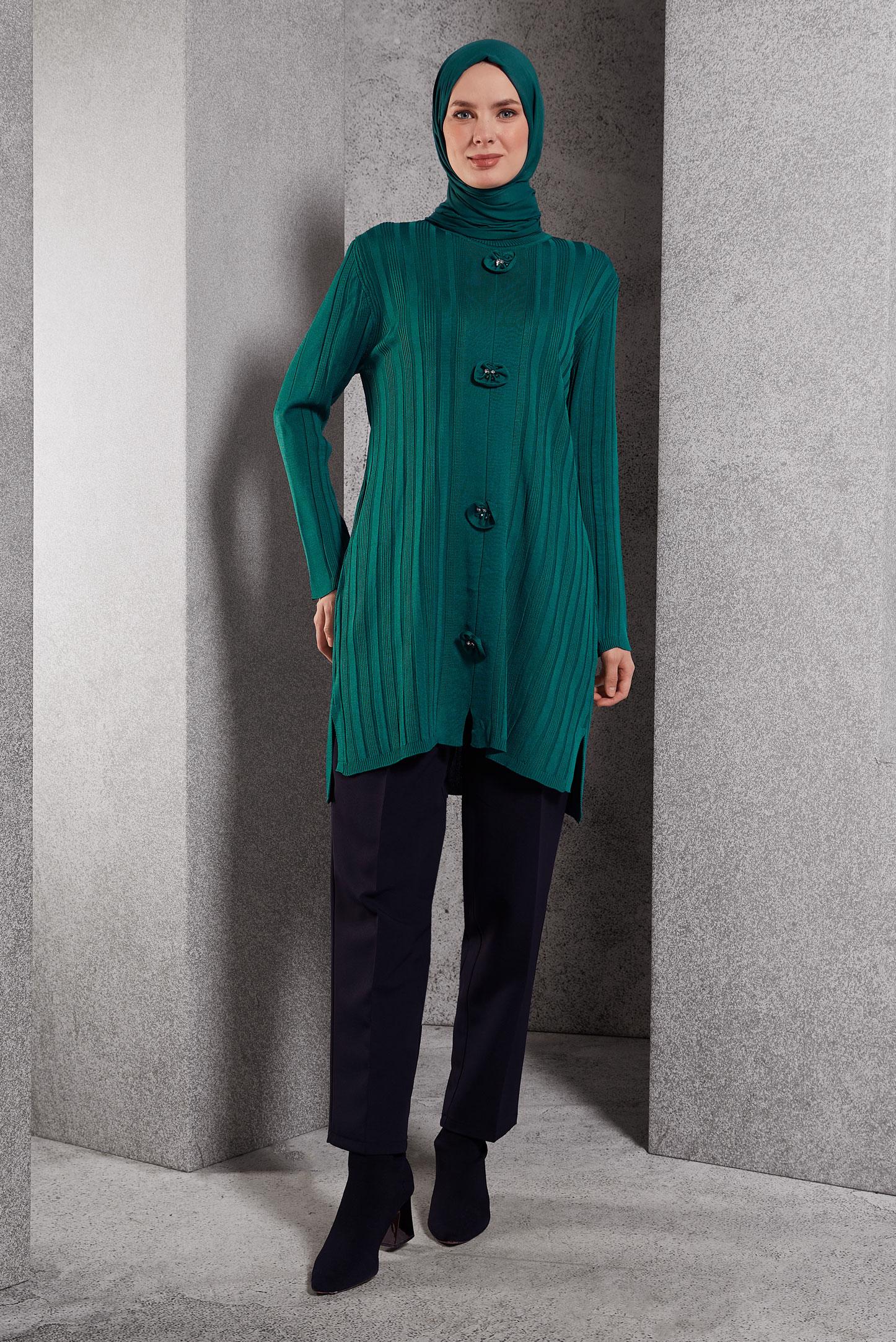 Tesettür giyim MAVİ TRİKO TUNİK 44961