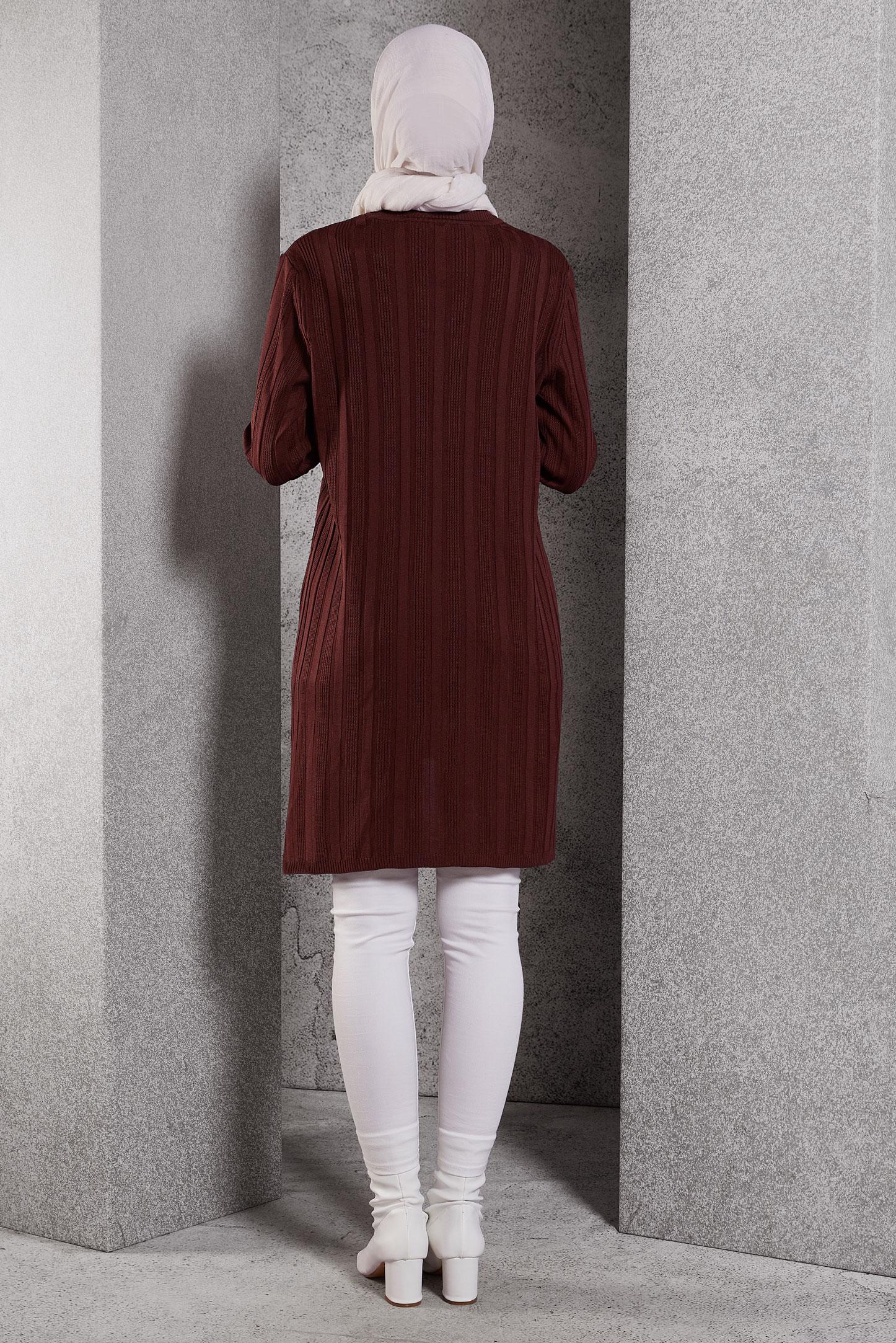 Tesettür giyim KAHVE TRİKO TUNİK 44961