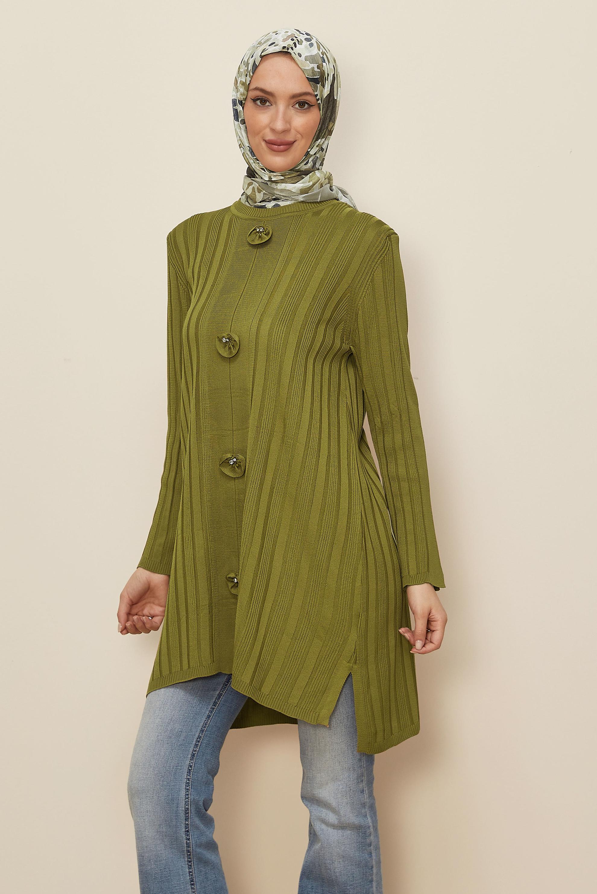 Vêtements hijab VERT TUNIQUE EN TRICOT 44961