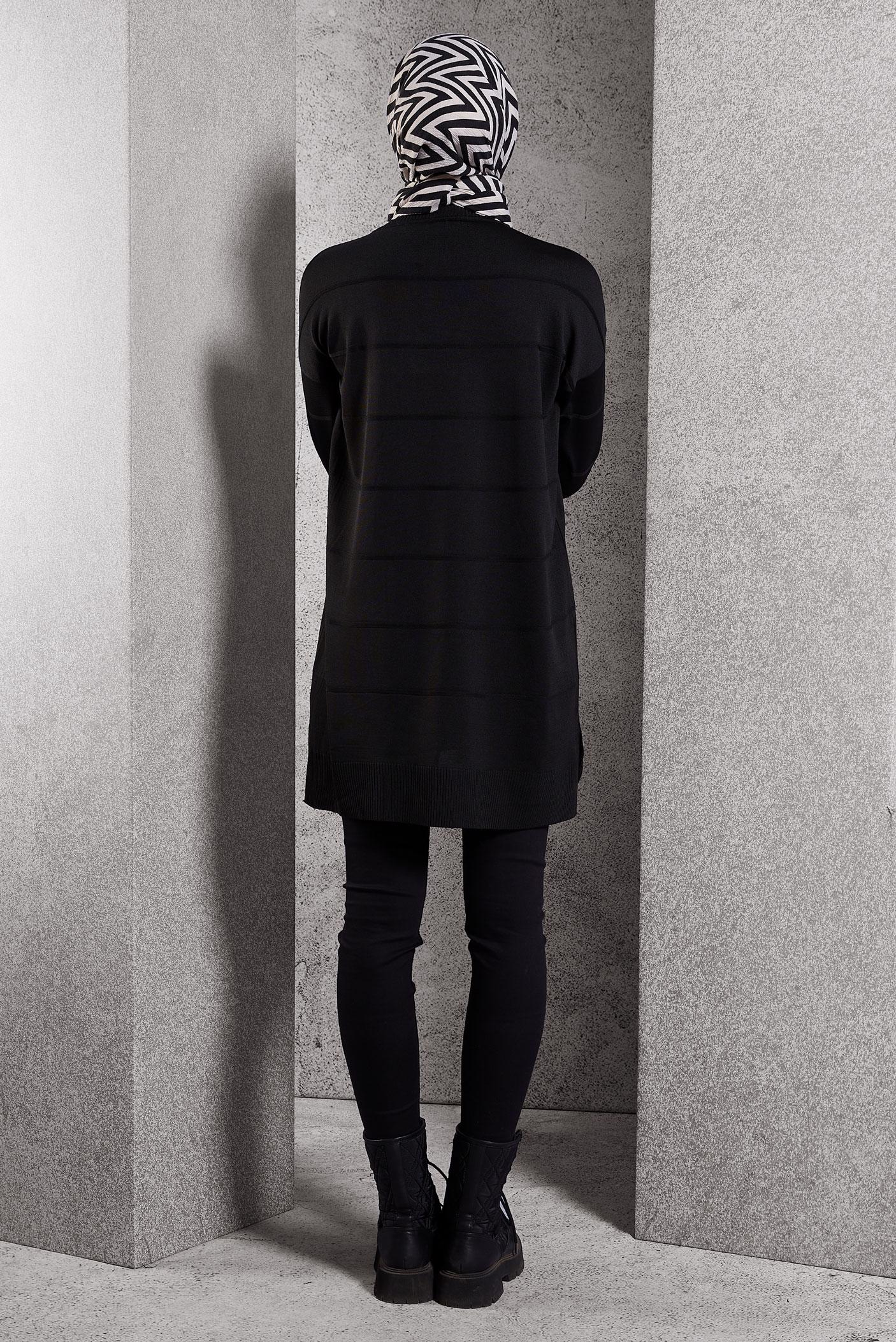 Tesettür giyim SİYAH DÜZ TRİKO TUNİK 44975