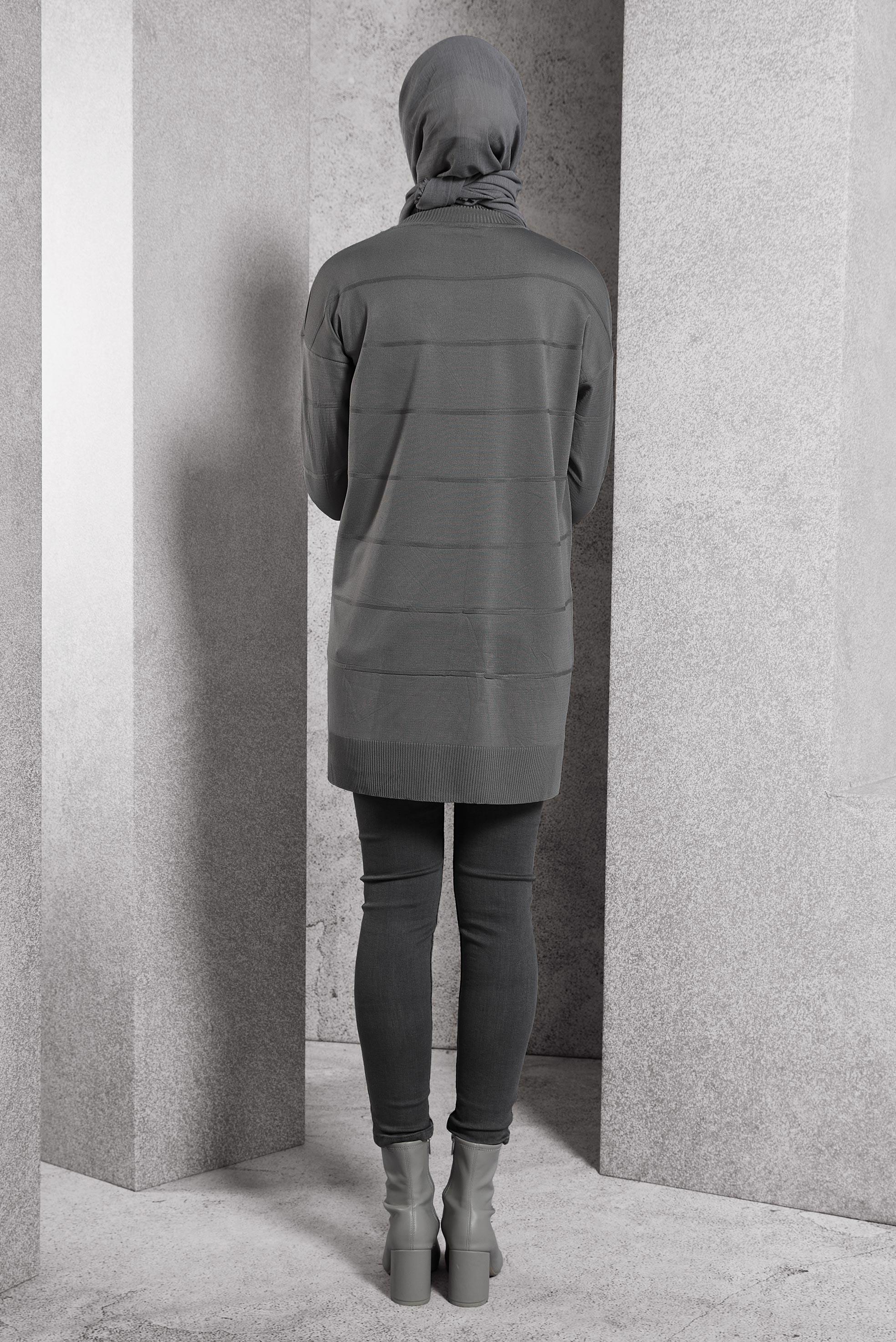 Tesettür giyim GRİ DÜZ TRİKO TUNİK 44975